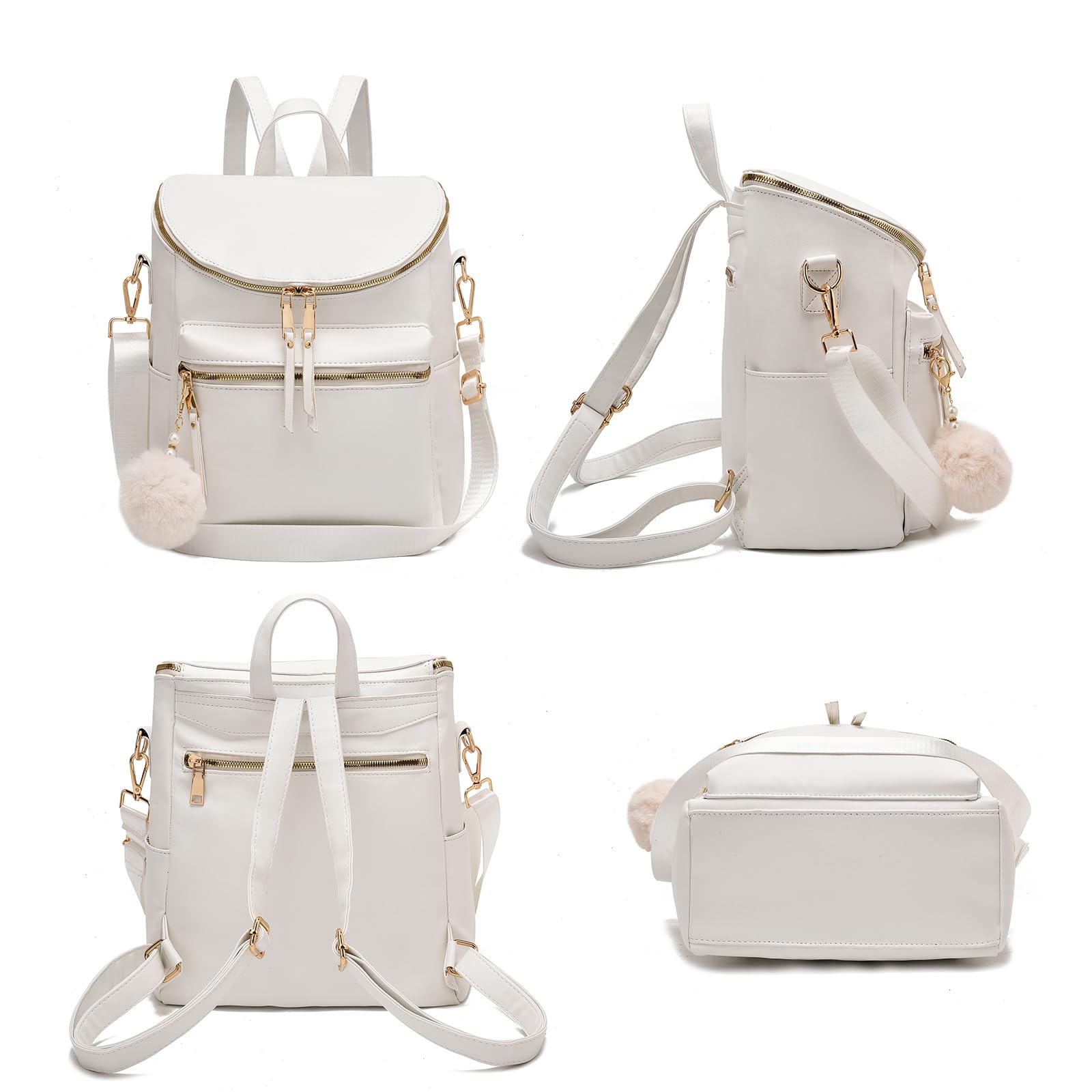 Stylish Leather Women Backpack Purse - Large Travel Bag for College & Work