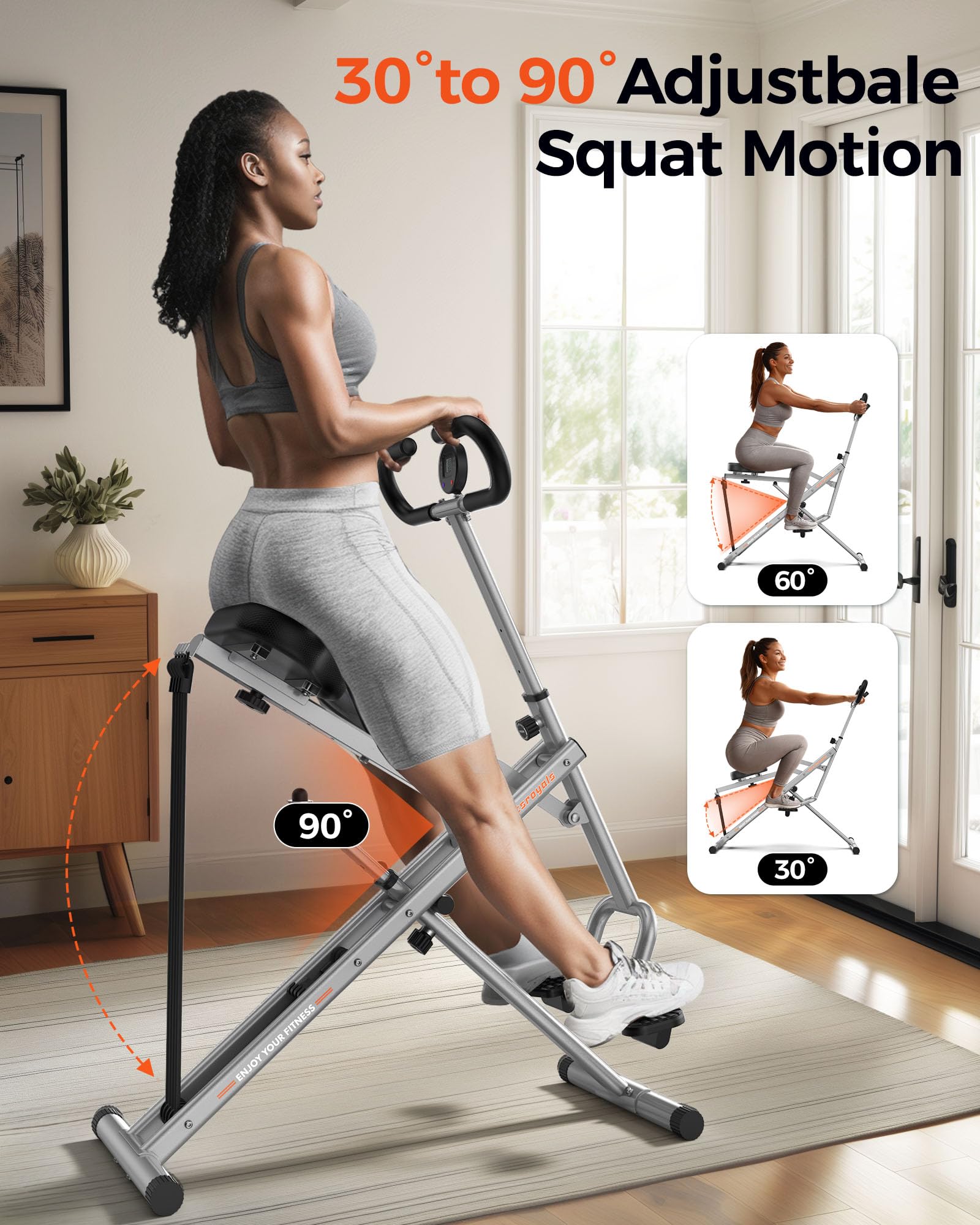 Foldable Pink Squat Machine for Home Gym - 330lbs Capacity, Adjustable 4 Resistance Bands, Rodeo Core Trainer for Glutes, Thighs & Abs - Perfect for Butt Workouts, Leg Press & Hip Thrust Exercises | Compact Design for Small Spaces & Full-Body Training