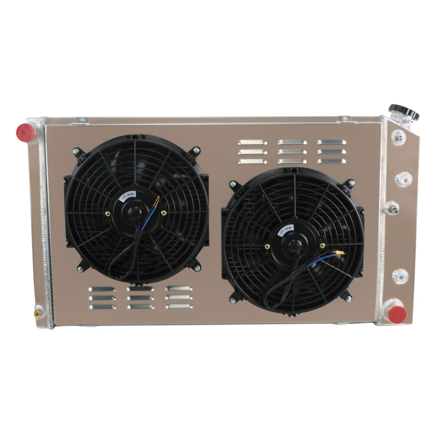 High-Performance 4-Row Aluminum Radiator for 1968-1972 Oldsmobile Cutlass & Chevelle Malibu - Fits 5.7L 6.6L 7.5L Engines with Fan Shroud & Relay Kit - Perfect for Street Racing, Classic Car Restoration & Hot Rod Upgrades