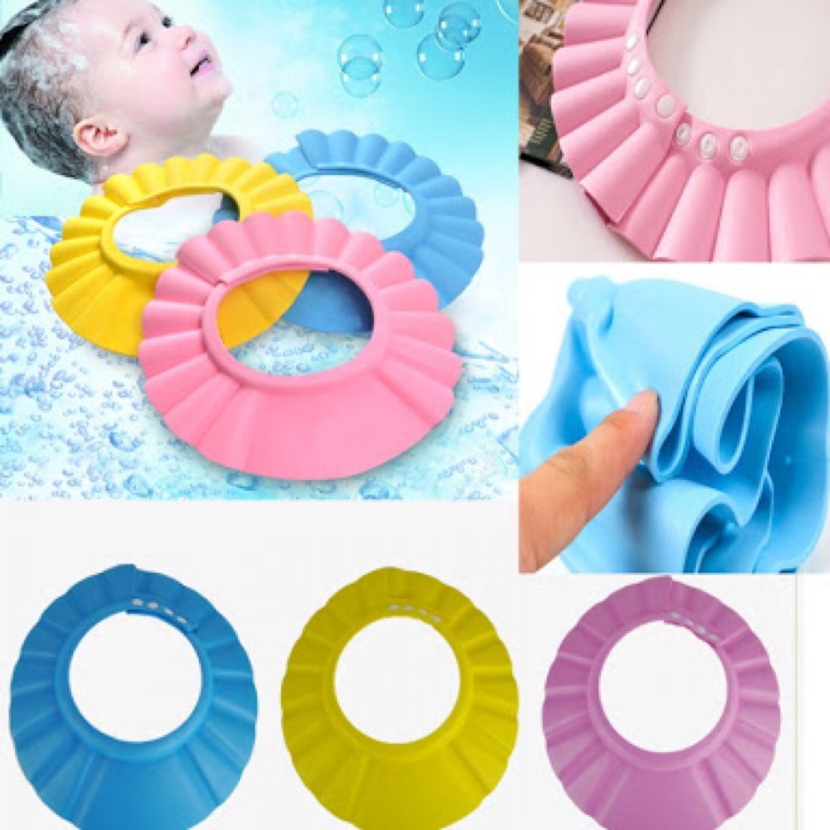 Urdhvamurti Adjustable Baby Shower Cap with Ear Shields - Waterproof Infant Bath Hat for Newborns & Toddlers - Perfect for Gentle Hair Washing & Bath Time Protection