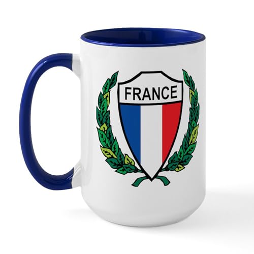 White/Navy Inside - Stylized France Large Mug