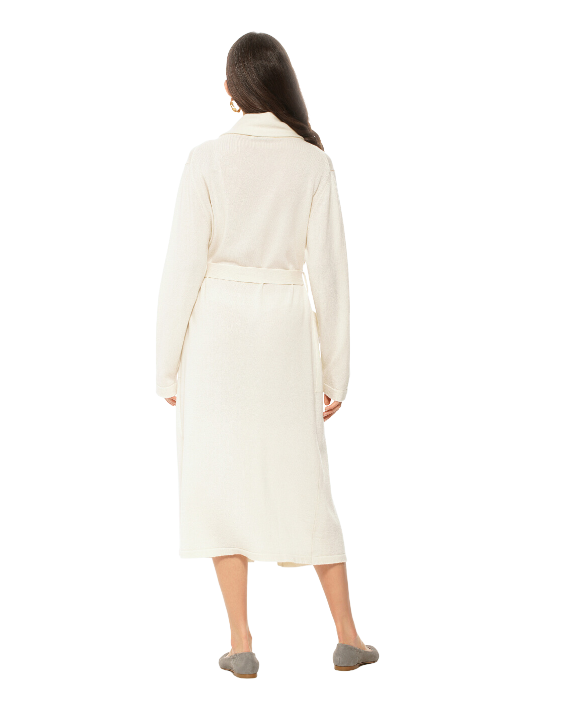 Luxury Women's Pure Cashmere Knit Robe - Soft Milk Orange Color - Cozy Winter Loungewear for Spa, Home & Gift Giving