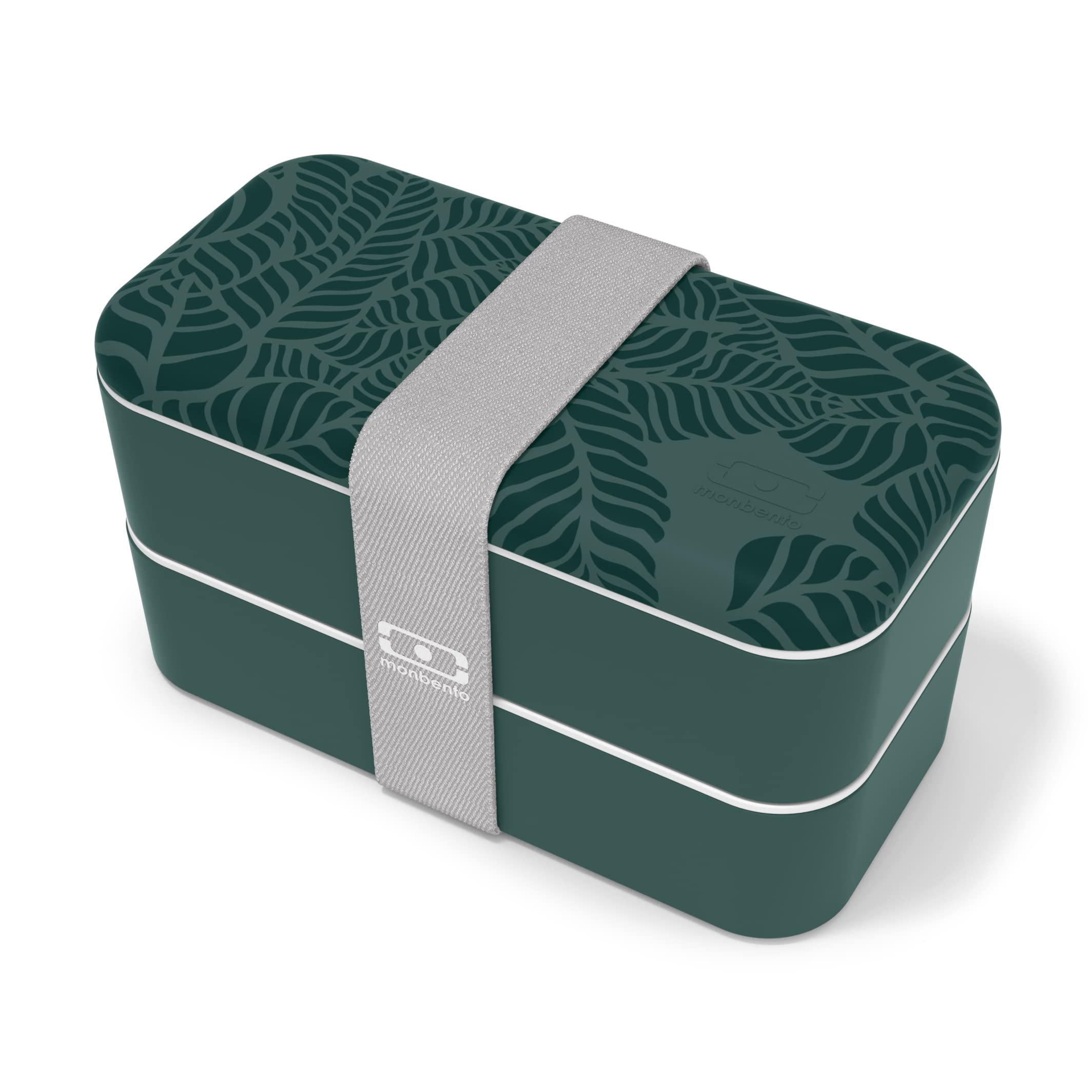 Monbento MB Original Jungle Bento Box - 2-Tier Leakproof Lunch Container for Adults, Work & Meal Prep - BPA Free Food Grade Safe - Green Nature Pattern - Perfect for Office, School, Picnics & Healthy Eating