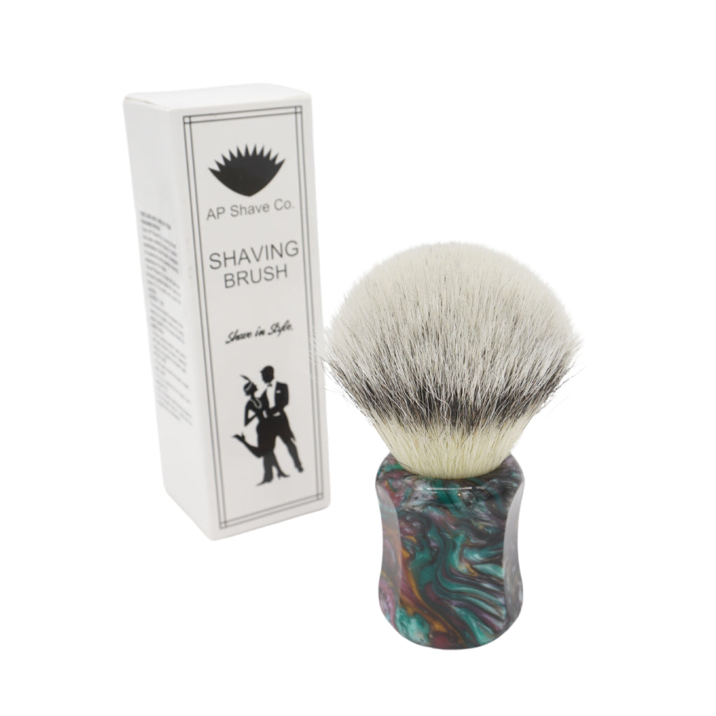 Premium 25mm Mühle STF XLarge Shaving Brush with AP Shave Co. Dark Abalone Resin Handle #173 - Handcrafted by Shavemac for Luxury Wet Shaving & Grooming Rituals