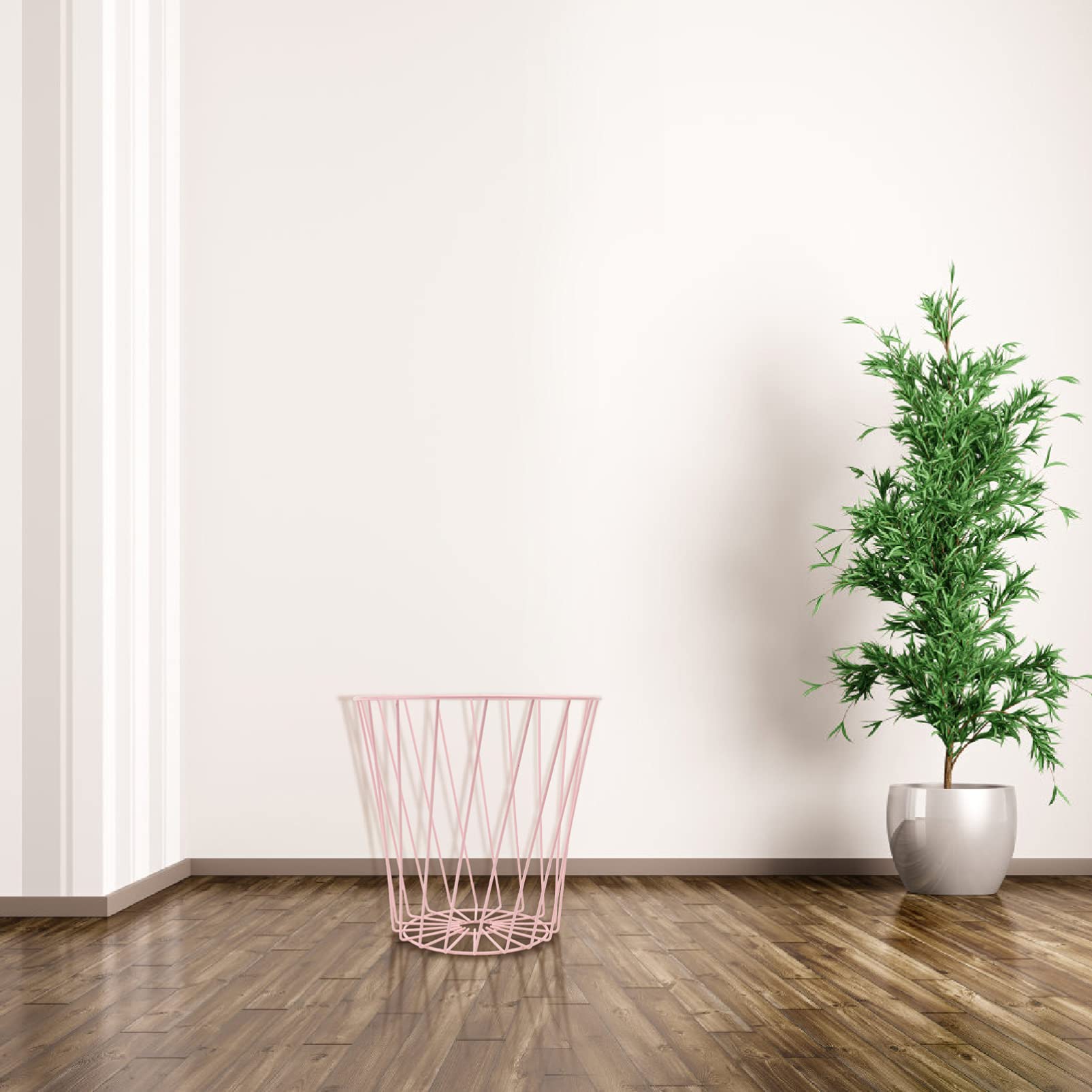 **Cabilock 1-Piece Metal Umbrella Bucket Trash Can – Farmhouse Kitchen & Entryway Organizer with Wet & Dry Separation – Pink Rubbish Bin for Office, Home, and Outdoor Use**    *(Use Case: Perfect for kitchens, entryways, offices, and outdoor spaces to keep umbrellas, trash, and wet items neatly separated.)*
