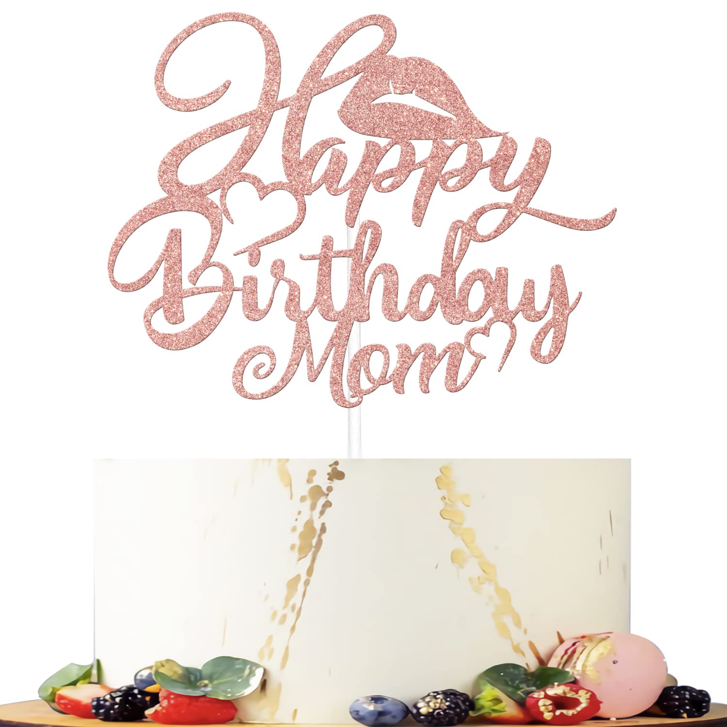 Best Mom Ever Cake Topper - Rose Gold Happy Birthday & Mother's Day Decorations for Parties | Perfect for Mother's Day Celebrations, Birthday Cakes, and Special Occasions
