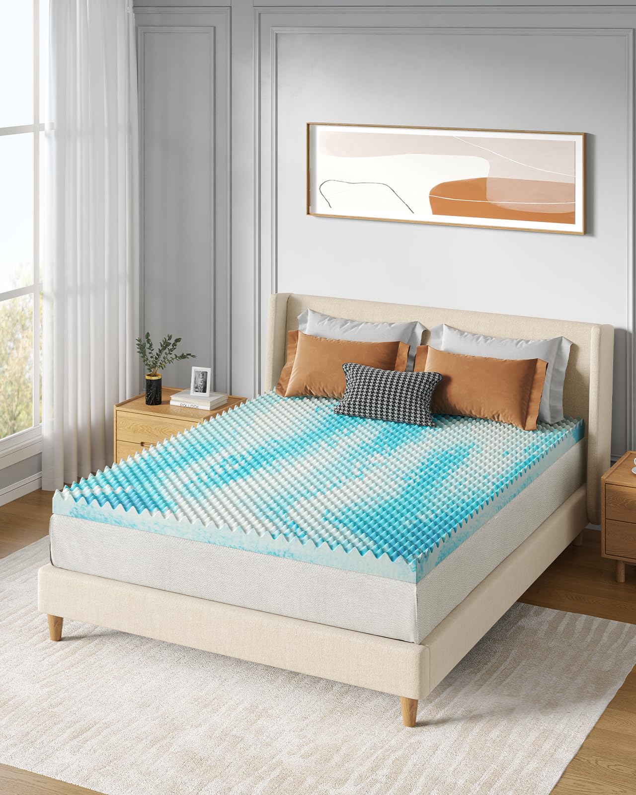 PERLECARE 3 Inch Egg Crate Memory Foam Mattress Topper Twin XL - Cooling Gel Infused, Pressure Relief & Ventilated Design - CertiPUR-US Certified Blue Mattress Pad for Back Pain Relief & Hot Sleepers - Perfect for Dorm Beds, Guest Rooms & Home Use