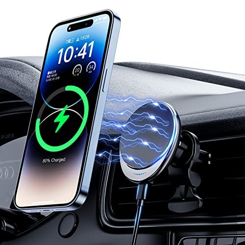15W PRO MagSafe Wireless Car Charger Mount - Universal Vent Phone Holder for iPhone 16/15/14/13/12 Pro Max/Plus/Mini - Fast Magnetic Charging for Safe & Convenient Driving