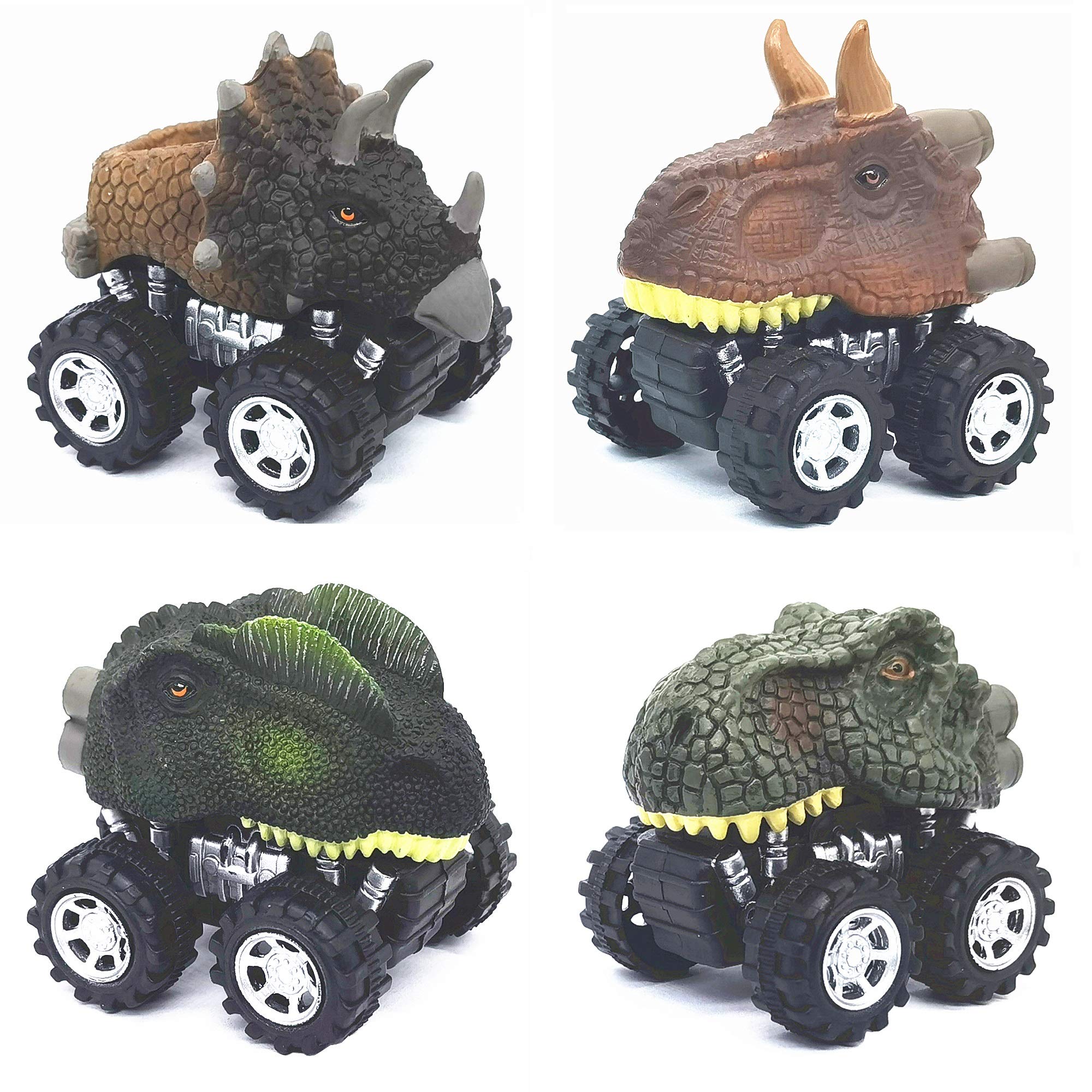 Dinosaur Car Toys for Kids Ages 2-7 - 4-Pack Pull Back Vehicles for Boys & Girls | Perfect as Birthday Gifts, Christmas Stocking Stuffers, Easter Basket Fillers | Great for Pretend Play, Party Favors & Educational Fun