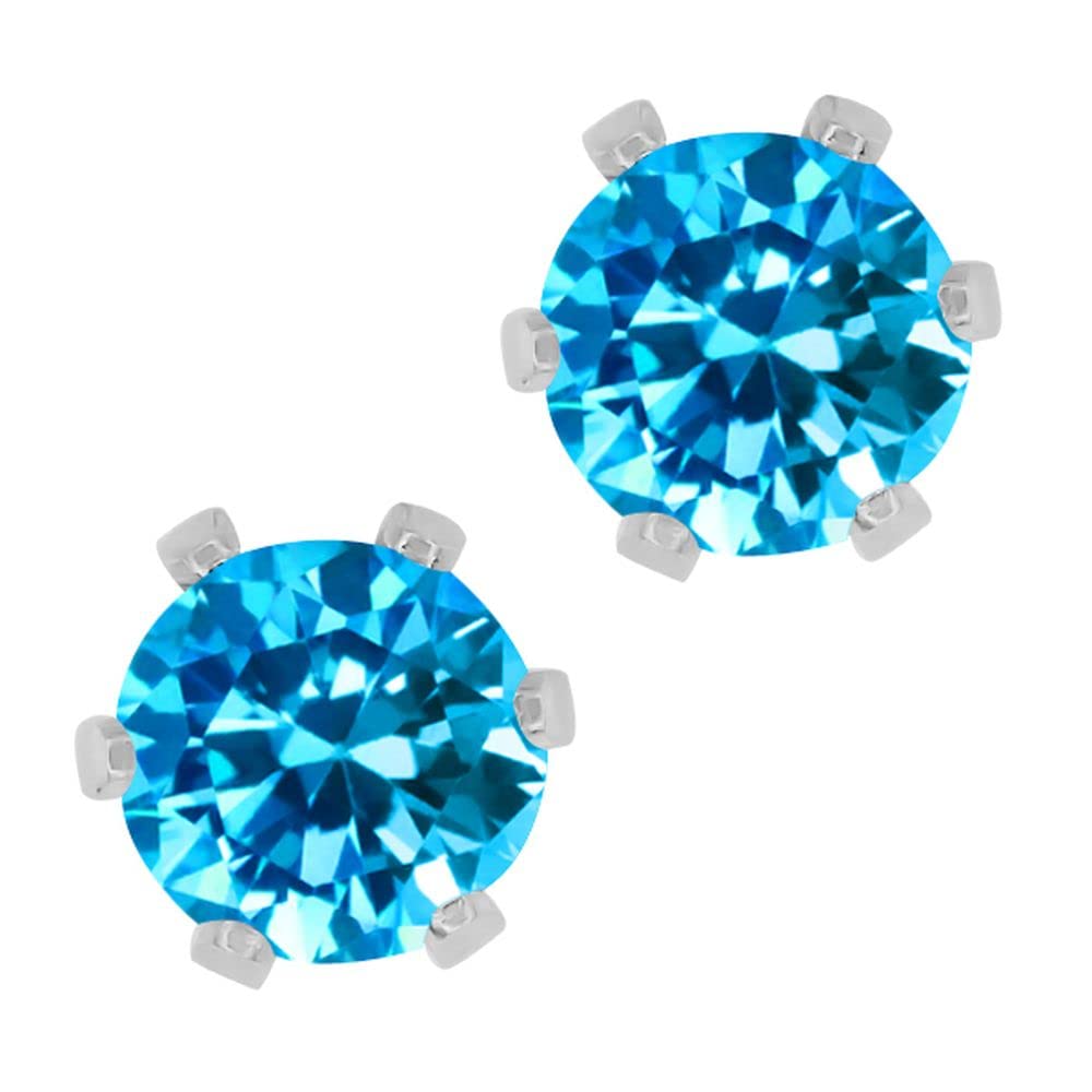 3.00 Ct Cubic Zirconia CZ Round Stud Earrings for Women & Men - 6MM Post with Friction Back - Gem Stone King - Perfect for Weddings, Parties & Everyday Wear