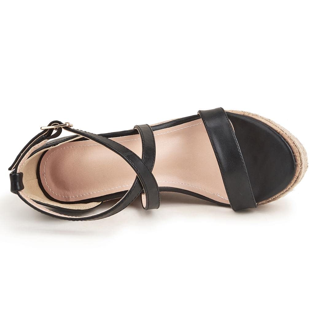 SO SIMPOK Women's Espadrilles Wedge Sandals - Ankle Strap Open Toe High Heels with Cork Platform - Perfect for Summer Weddings, Beach Vacations & Date Nights