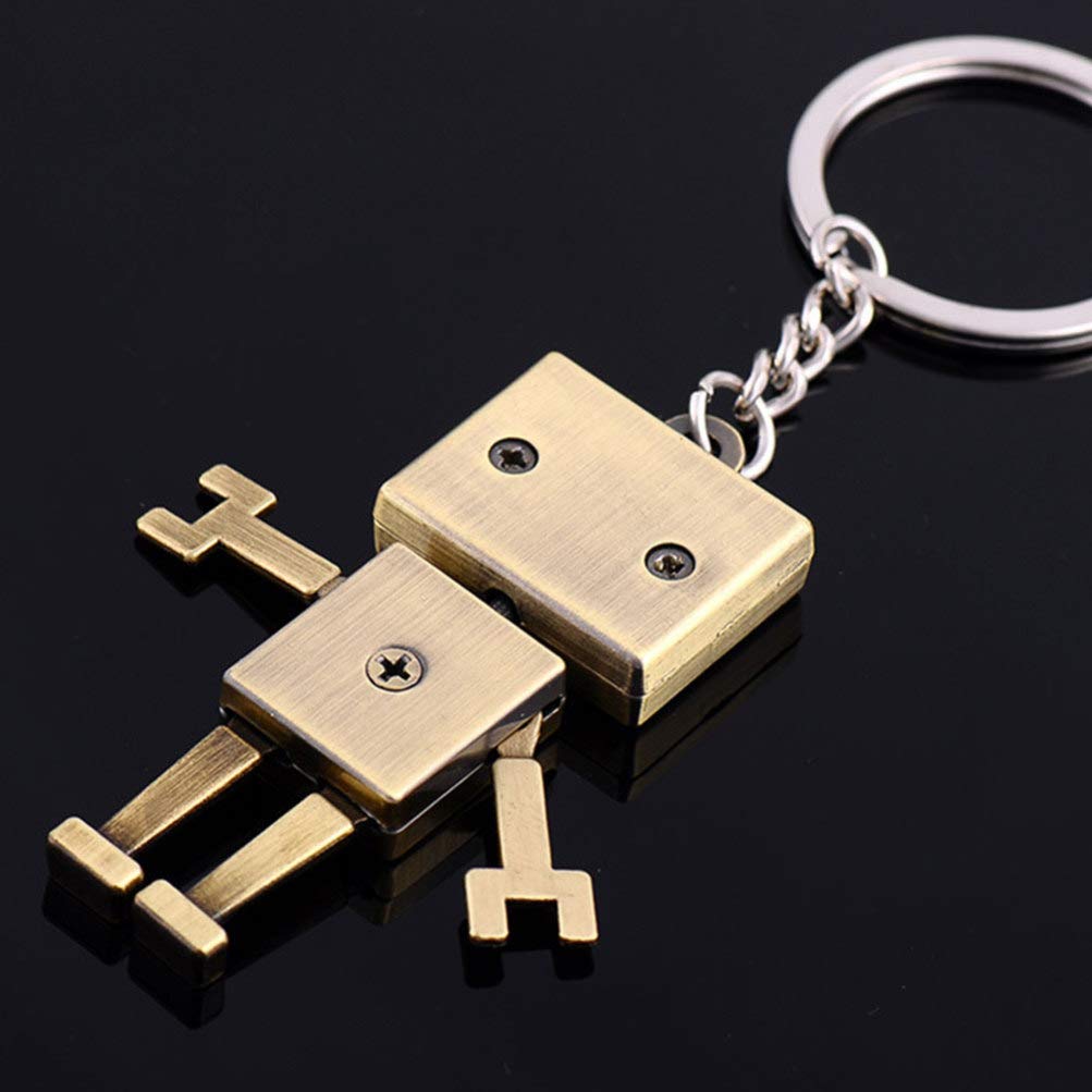EXCEART 2 Pack Mini Robot Keychains - Creative Hanging Keyring Decor for Keys, Backpacks & Gifts (Bronze & Silver) | Perfect for Key Organization, Bag Accessories & Unique Gifts