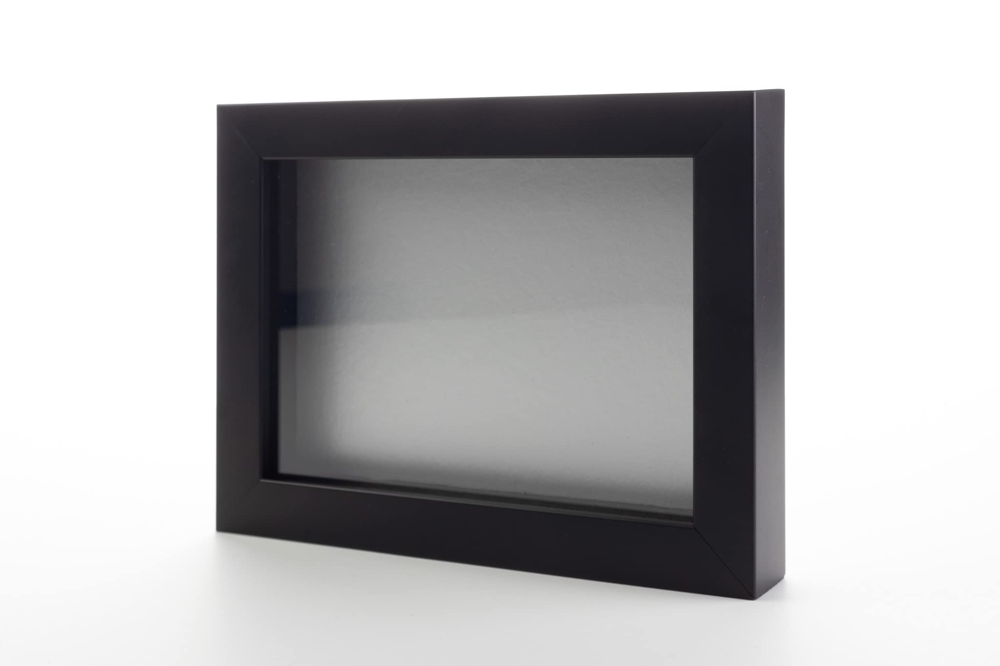 Black 12x12 Wood Shadow Box Display Frame with Silver Acid-Free Backing & UV Protective Acrylic - 3/4