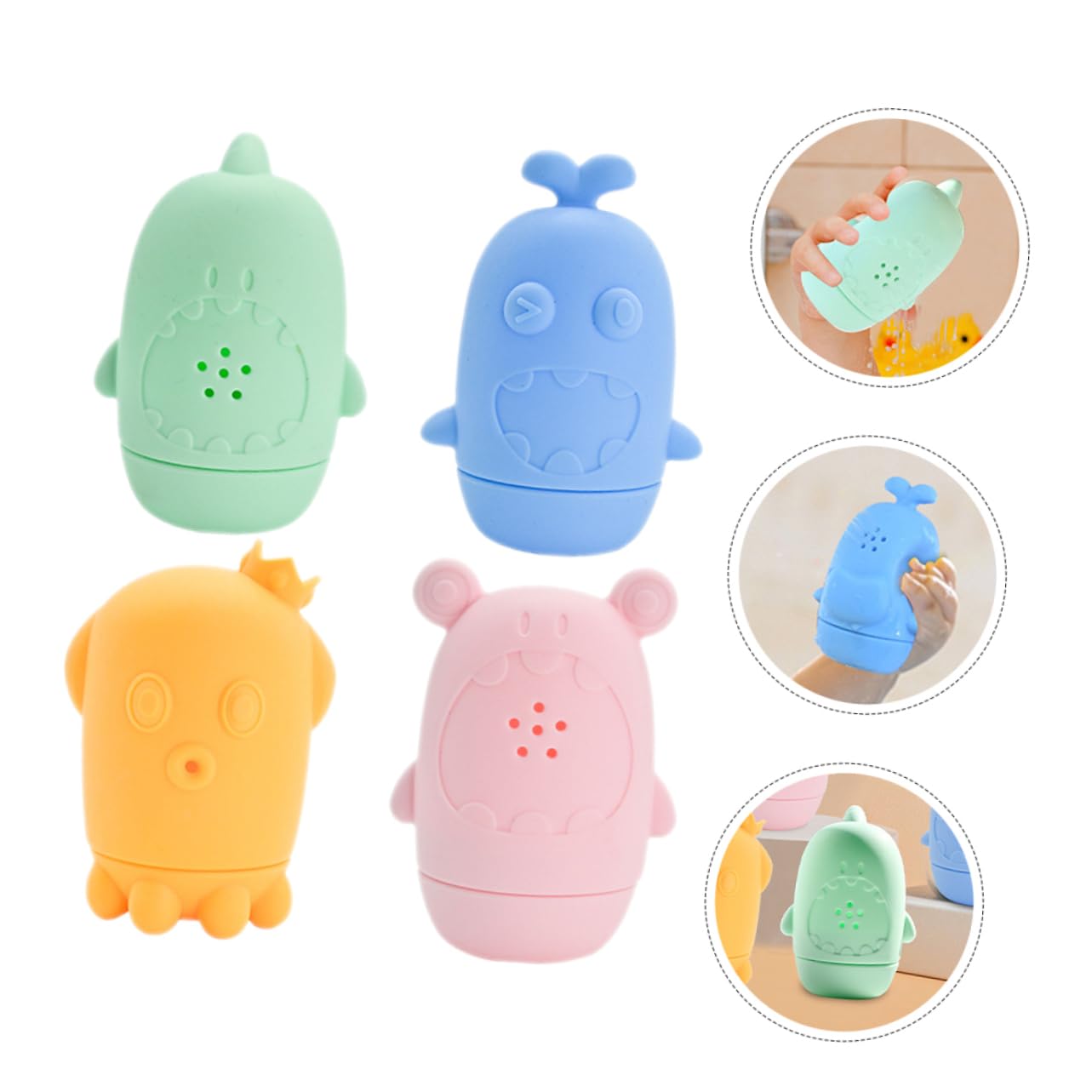 4pcs Cute Animal Bath Toys for Toddlers - Fun Bathtub Toys Set for Kids, Baby Bath Time Play & Learning, Waterproof Floating Toys for Bathtub, Pool, Beach & Outdoor Water Play