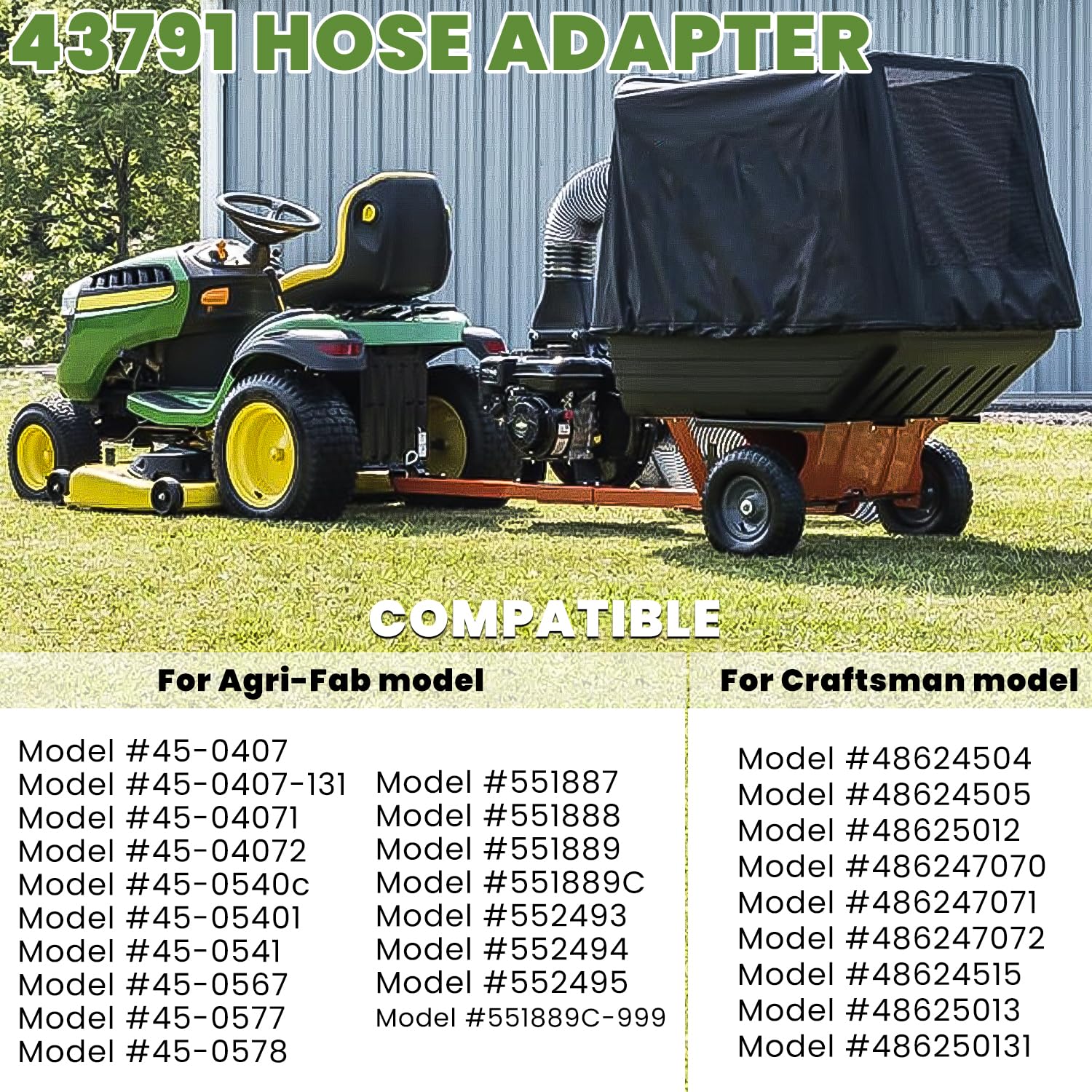 Agri-Fab Lawn Vacuum Hose Adapter - Compatible with 5/6/7 Inch Hoses for Lawn Vacuums & Cleaners - Durable Connector for Yard Waste Collection & Leaf Cleanup