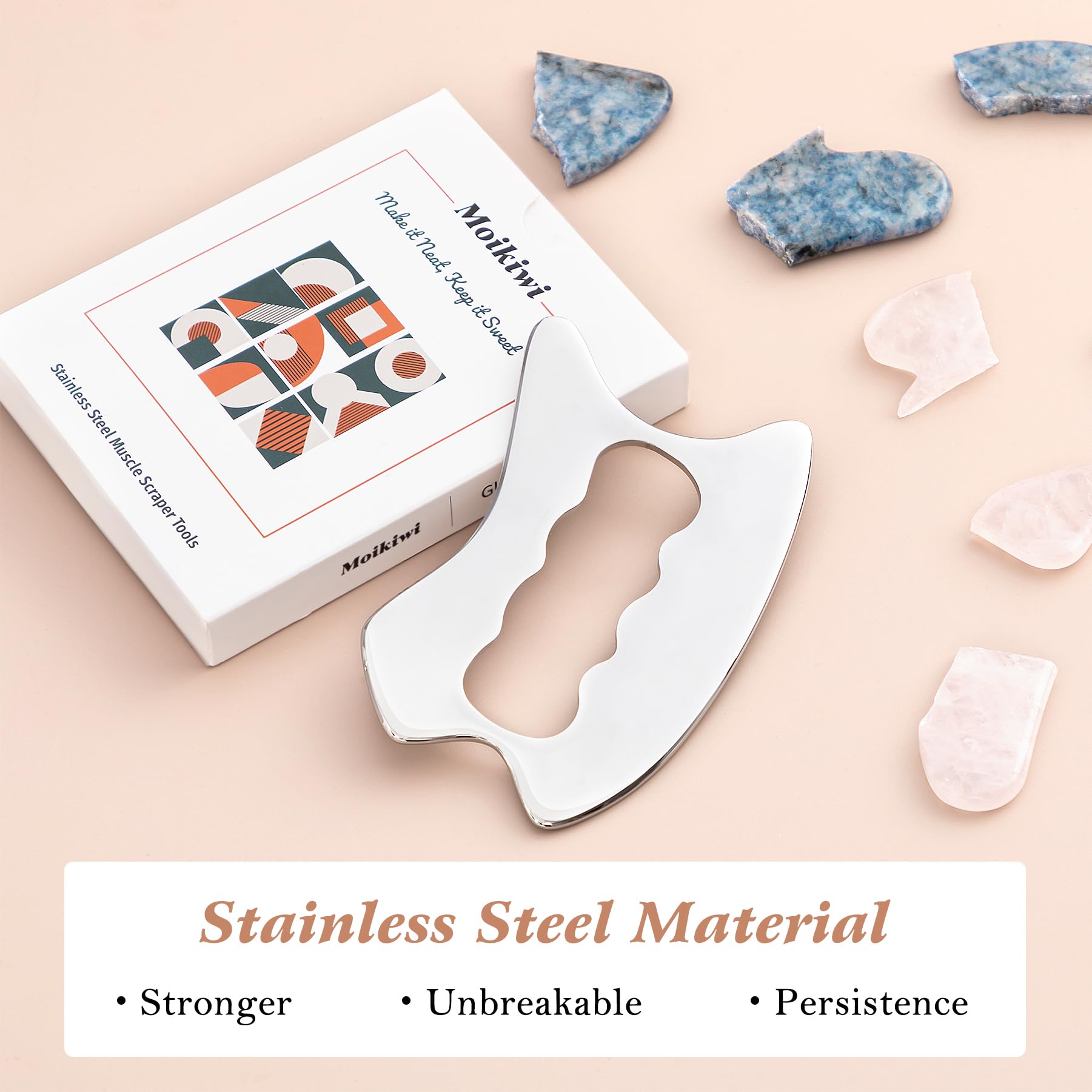 Premium Stainless Steel Gua Sha Scraping Tool - Muscle Massage & Soft Tissue Therapy for Back, Legs, Arms, Neck & Shoulder Pain Relief - Perfect for Home Spa, Physical Therapy & Self-Care Routines