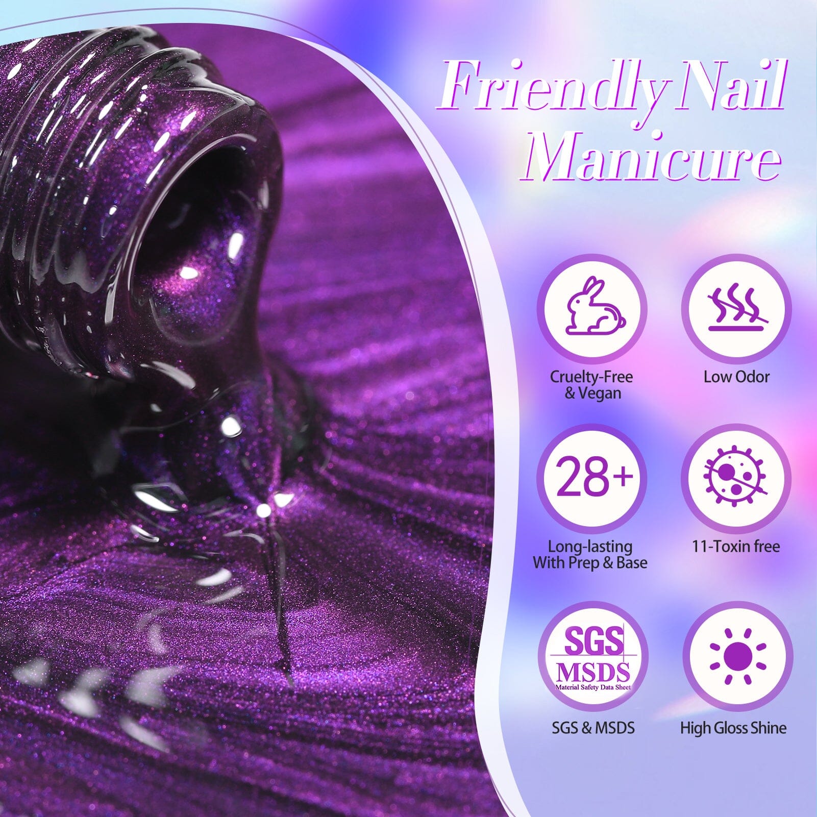 Purple Cat Magnetic Gel Polish MY43 Blackish Purple 15ml - Professional Nail Art Gel for Salon & Home Manicure - Perfect for Special Occasions & DIY Nail Designs