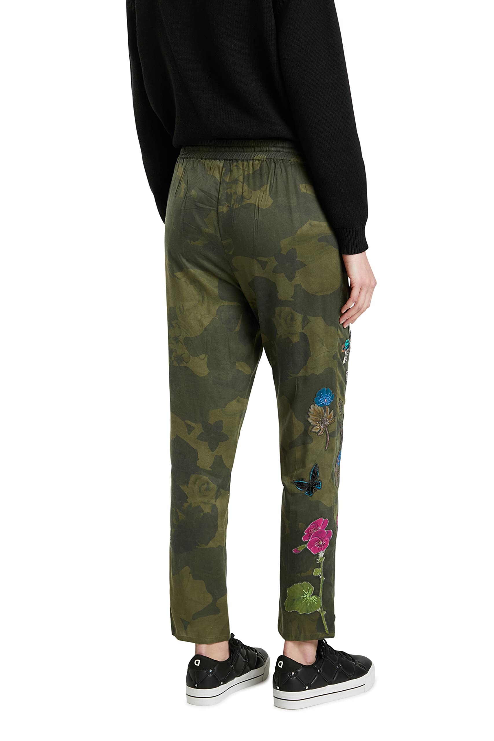 Desigual Women's Woven Long Pants - Stylish High Waist Wide Leg Trousers for Casual & Office Wear | Comfortable Stretch Fabric for Everyday Outfits
