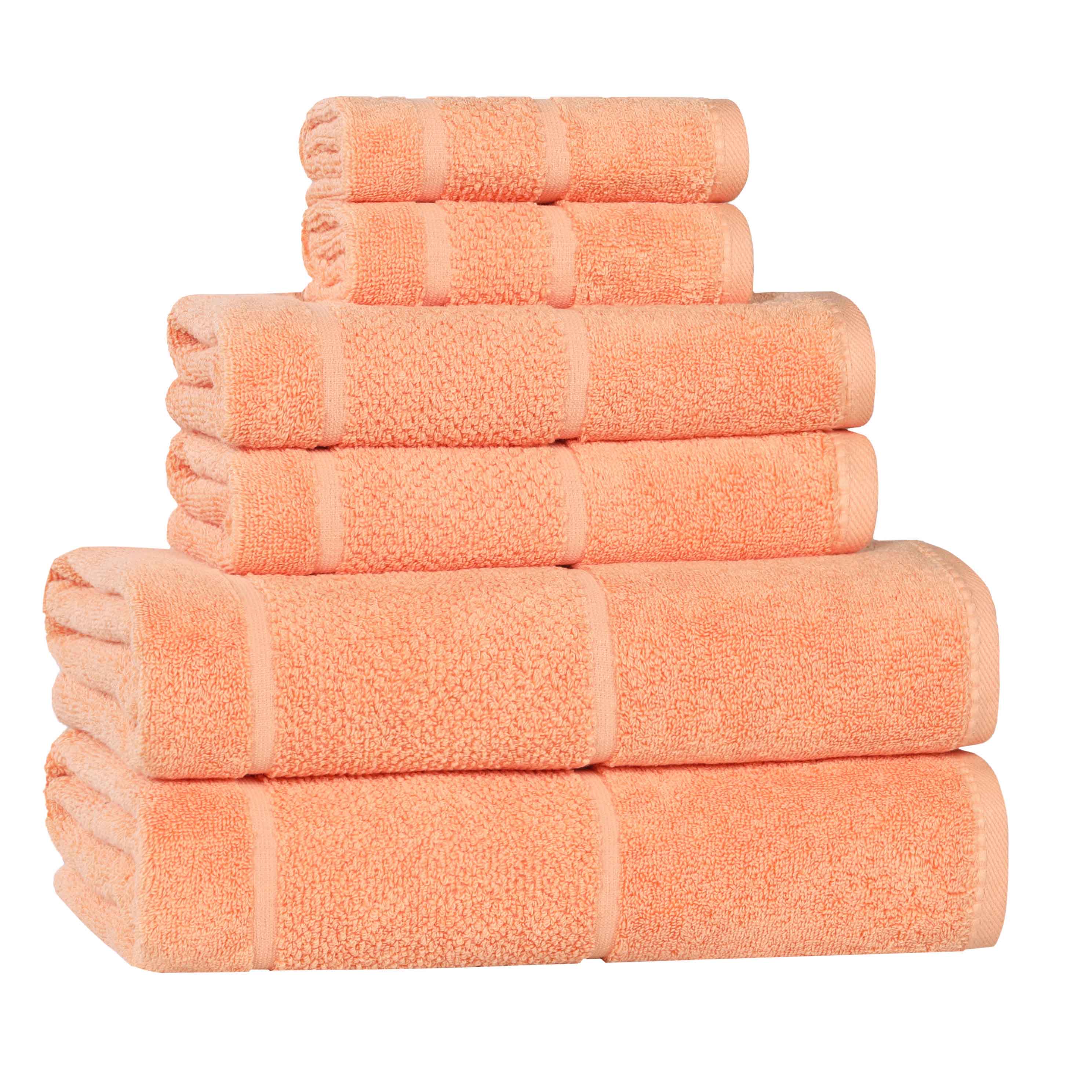 Premium 6-Piece Cotton Towel Set with Broad Border - Soft, Absorbent & Quick-Drying Bath Towels for Spa, Gym & Luxury Home Use