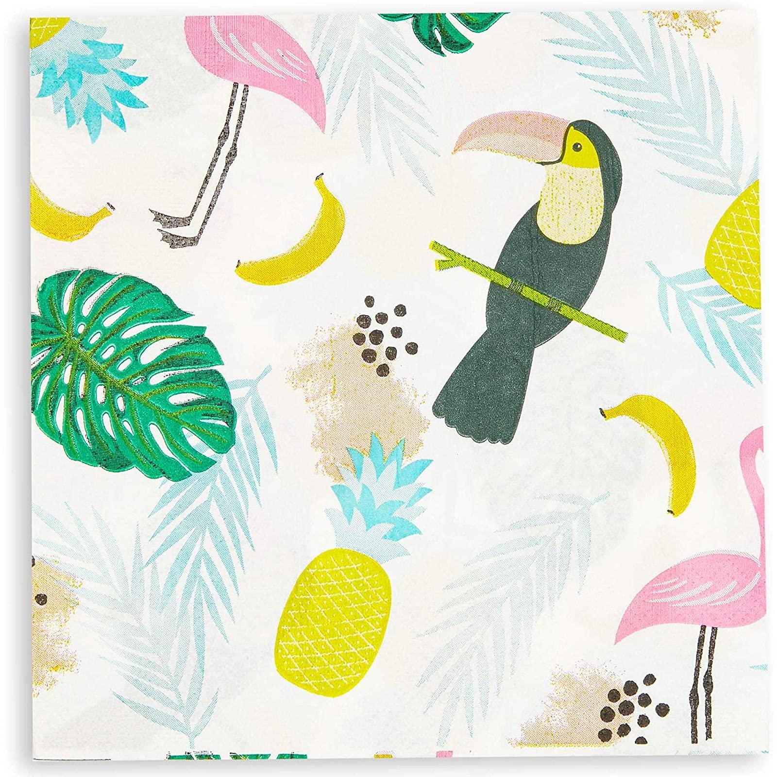 Vibrant Tropical Paper Napkins for Birthday Party - 6.5 x 6.5 Inch, 100 Count - Hawaiian Luau & Beach Themed Decorations - Perfect for Summer BBQs, Pool Parties & Tropical Celebrations