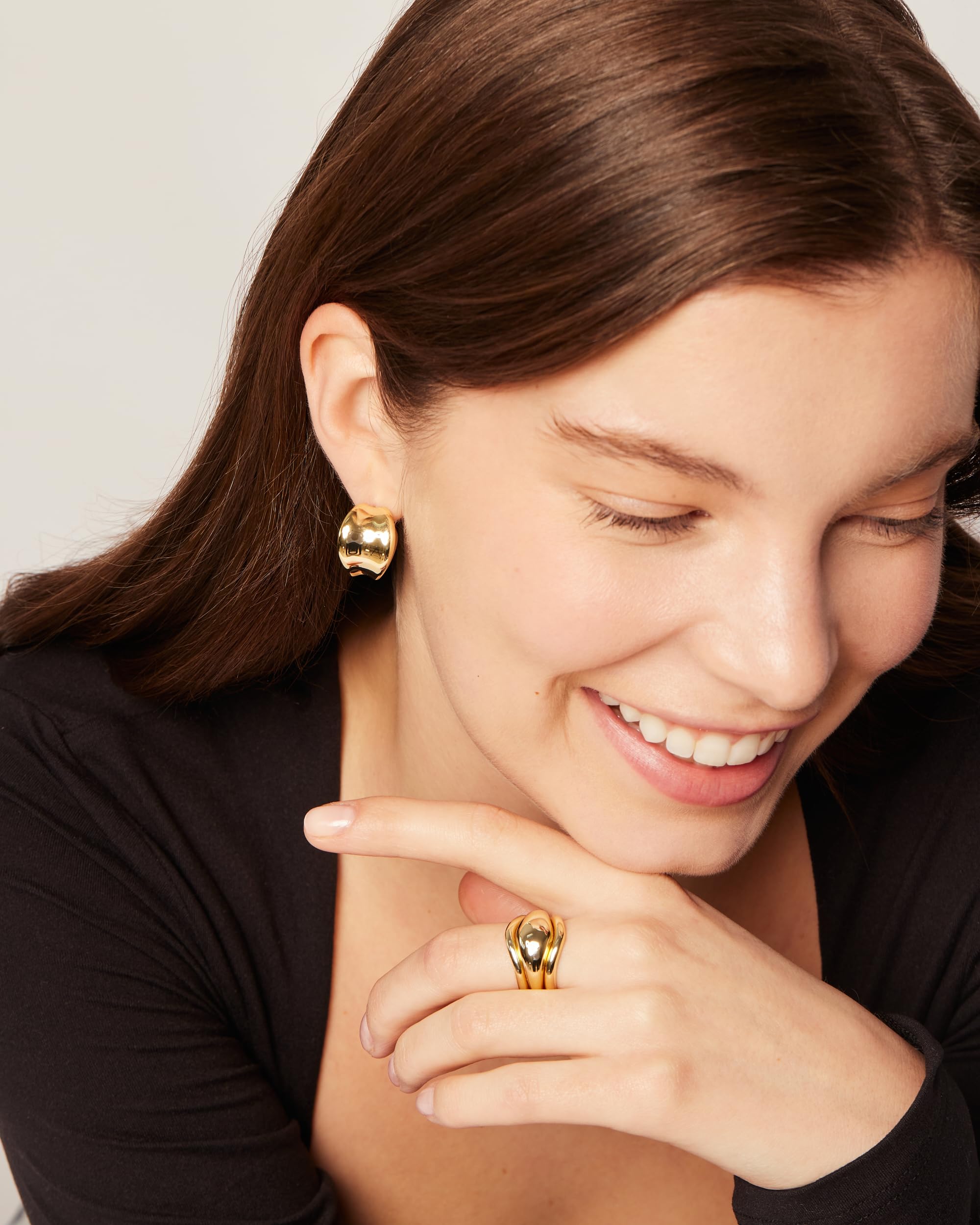 PAVOI 14K Gold Plated Sterling Silver Geometric Dome Teardrop Drop Dangle Hoop Earrings for Women - Chunky Statement Earrings | Perfect for Parties, Weddings & Everyday Elegance