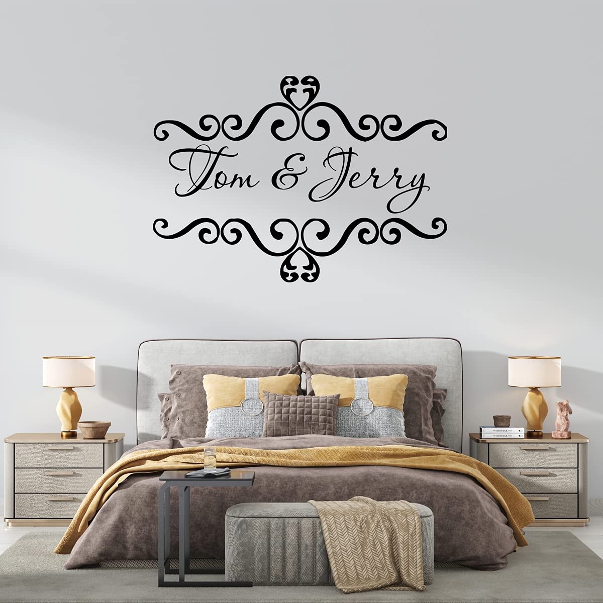 Custom Name Vinyl Wall Decals for Couples - Personalized Home Decor Stickers for Living Room, Bedroom & Kids Room - Removable Love Letter Art Decoration for Romantic Gifts & Home Styling