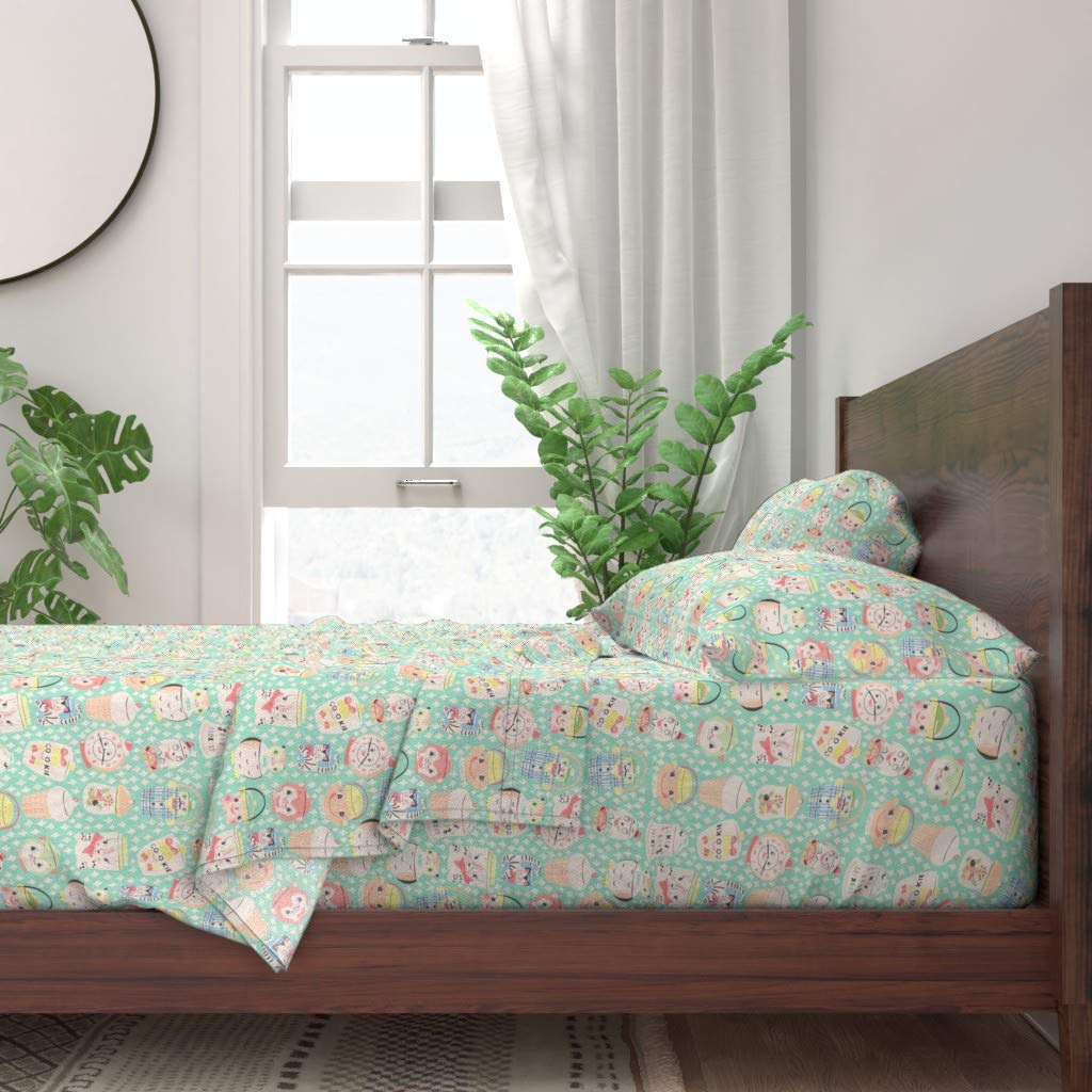 Vintage Christmas Cookie Jar Print 100% Cotton Twin 3-Piece Sheet Set | Retro Kitchen & Nursery Bedding | Soft Breathable Custom Sheets for Holiday Decor & Cozy Sleep