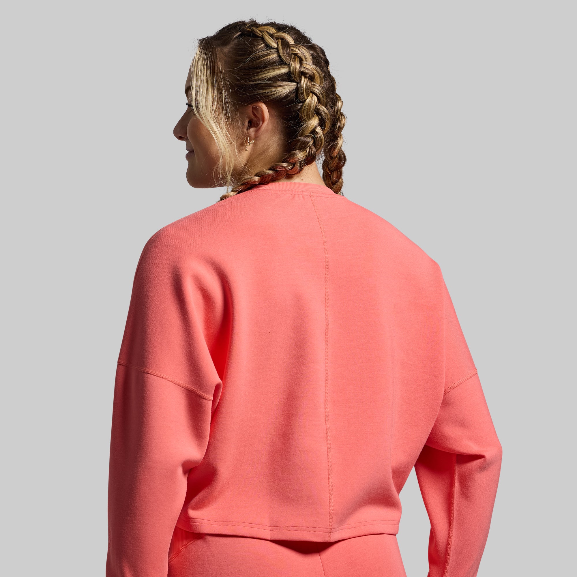 Lounge Lux Cropped Pullover Sweater - Soft Casual Women's Top in Hot Peach | Perfect for Relaxing at Home, Coffee Dates & Weekend Outfits