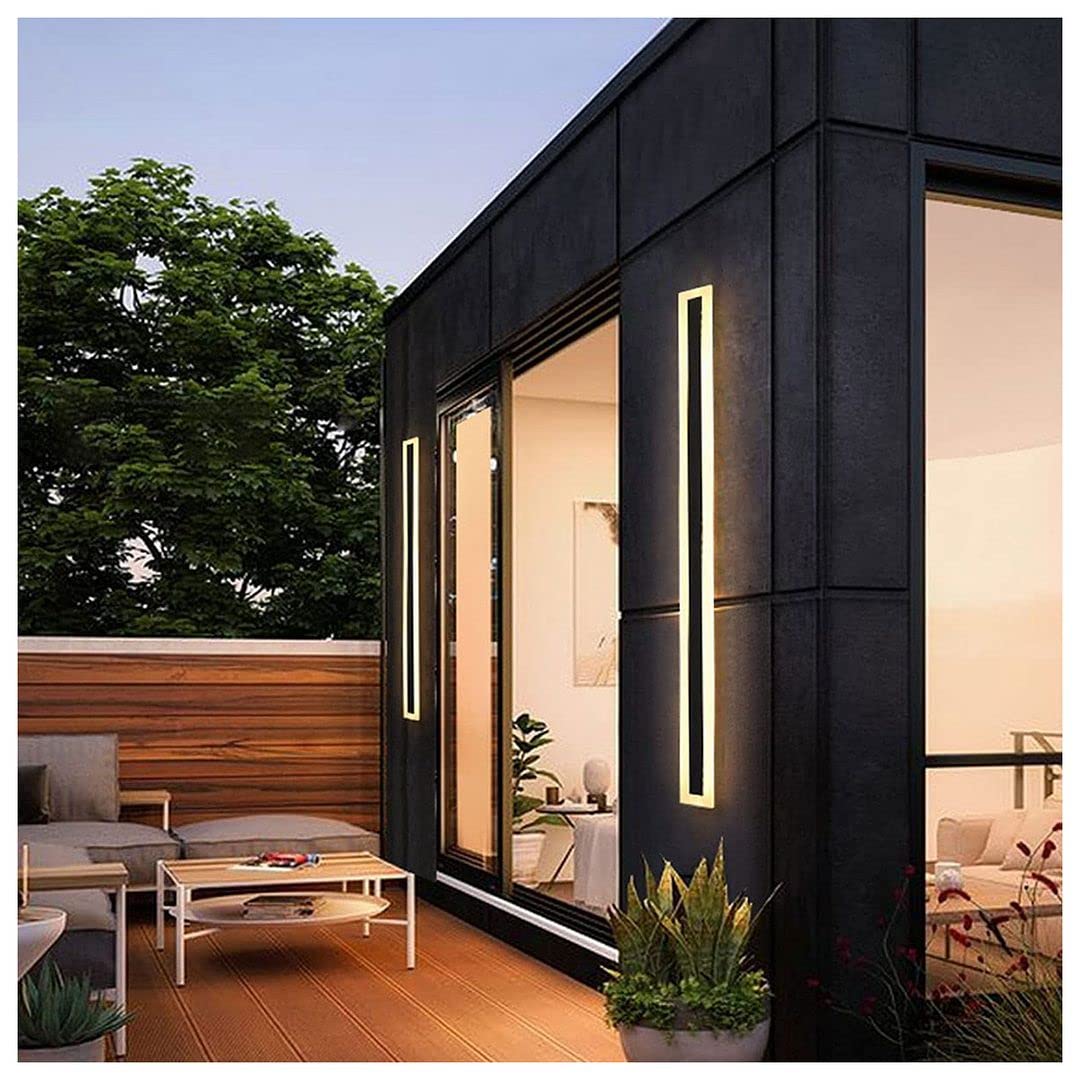Modern LED Wall Light Strip - IP65 Waterproof Outdoor Wall Sconce with Dimmable Warm White Light for Patio, Garden, and Home Decor | Energy-Efficient Lighting Solution for Exterior Walls, Pathways, and Architectural Accents