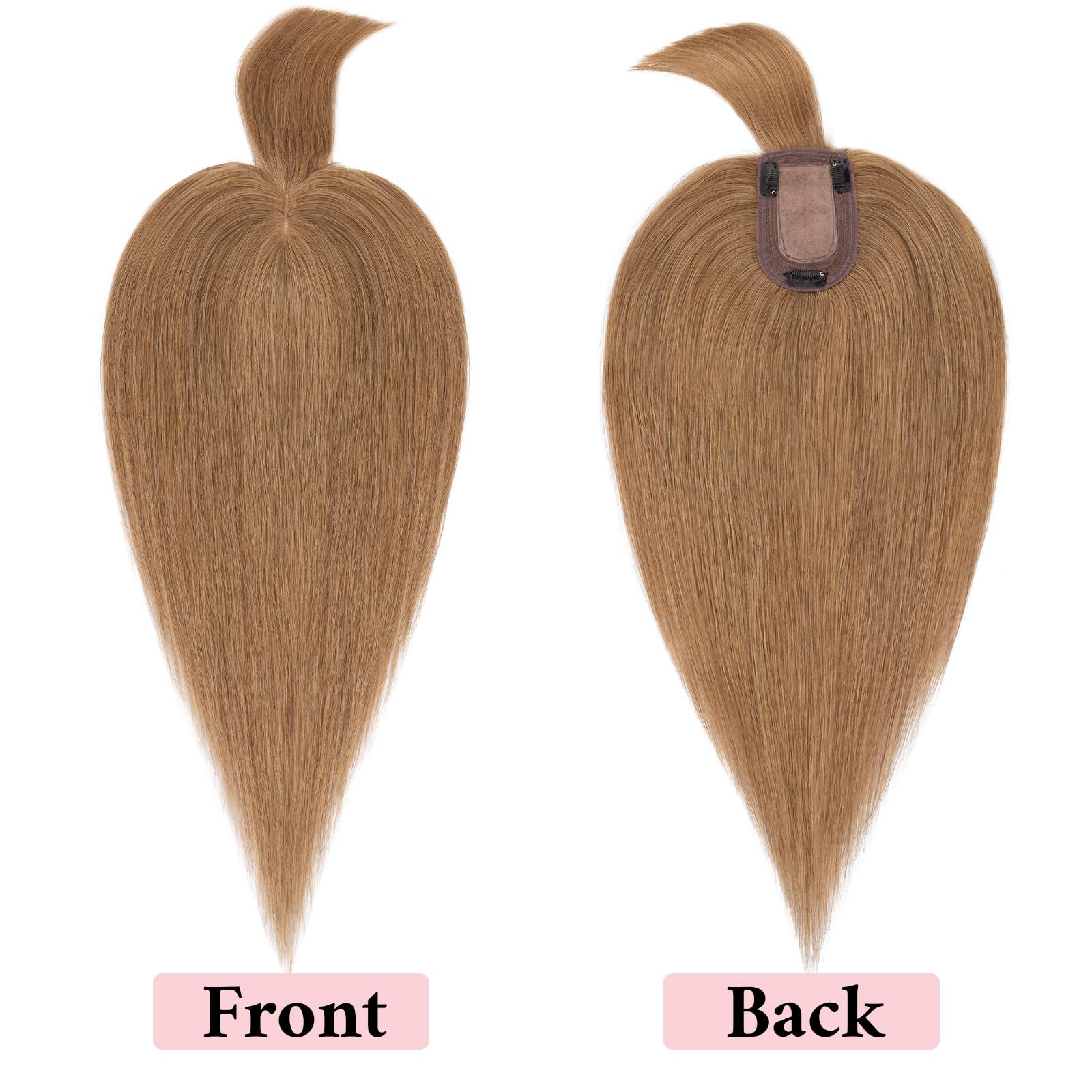SEGO 100% Real Human Hair Toppers with Bangs - Silk Base 150% Density Clip-in Hair Topper (2.7”x5.1”) for Women with Thinning Hair & Hair Loss - Natural Gray Coverage - Perfect for Daily Wear, Special Occasions & Styling