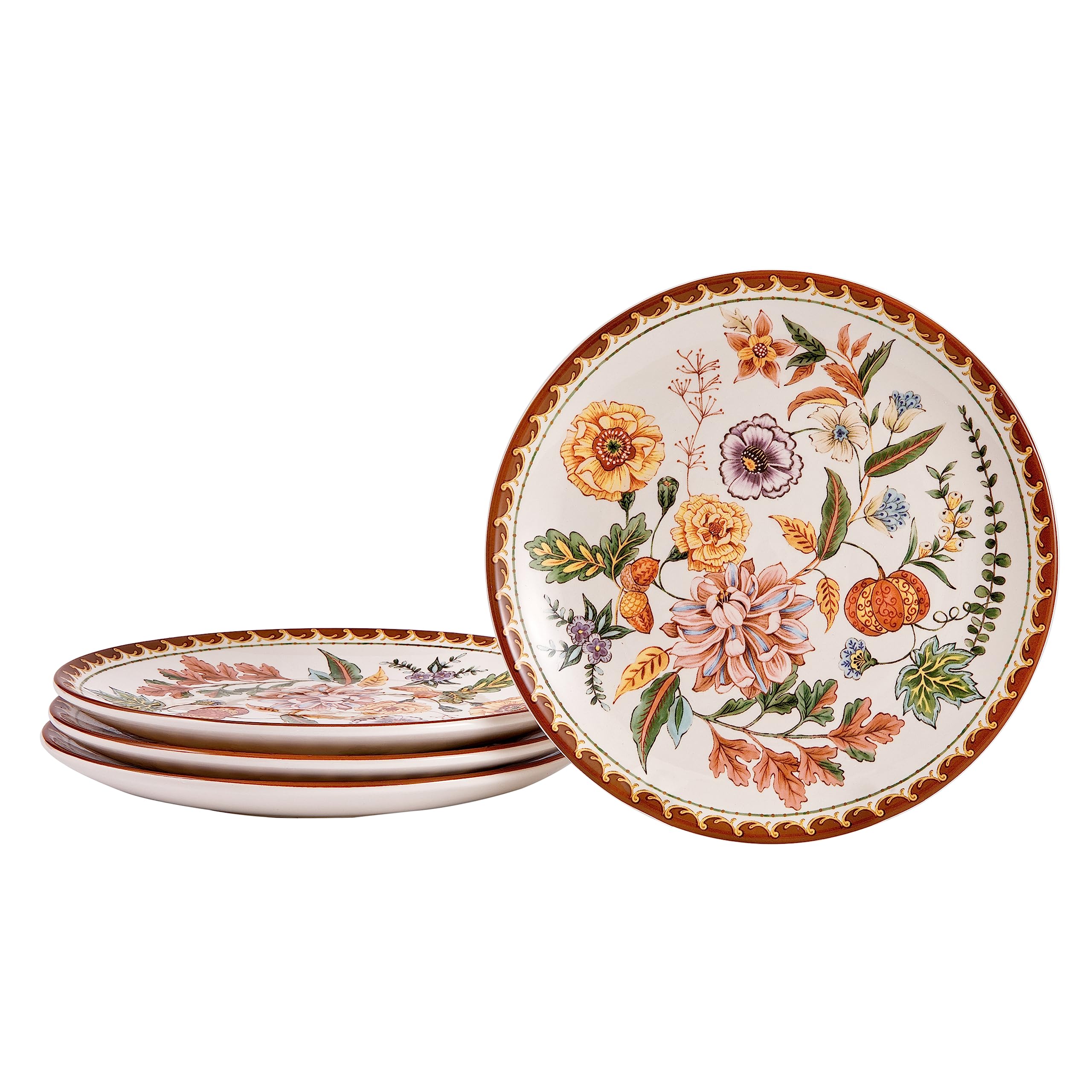 Bico Blooming Moment 8.75 Inch Salad Plates Set of 4 - Microwave & Dishwasher Safe Appetizer Dishes for Dining, Entertaining & Everyday Use