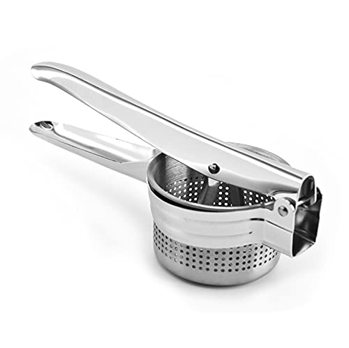 Premium Stainless Steel Potato Masher & Fruit Press - Heavy Duty Manual Juicer for Smooth Puree, Baby Food, and Fresh Juice - Ideal for Kitchens, Restaurants, and Home Cooking