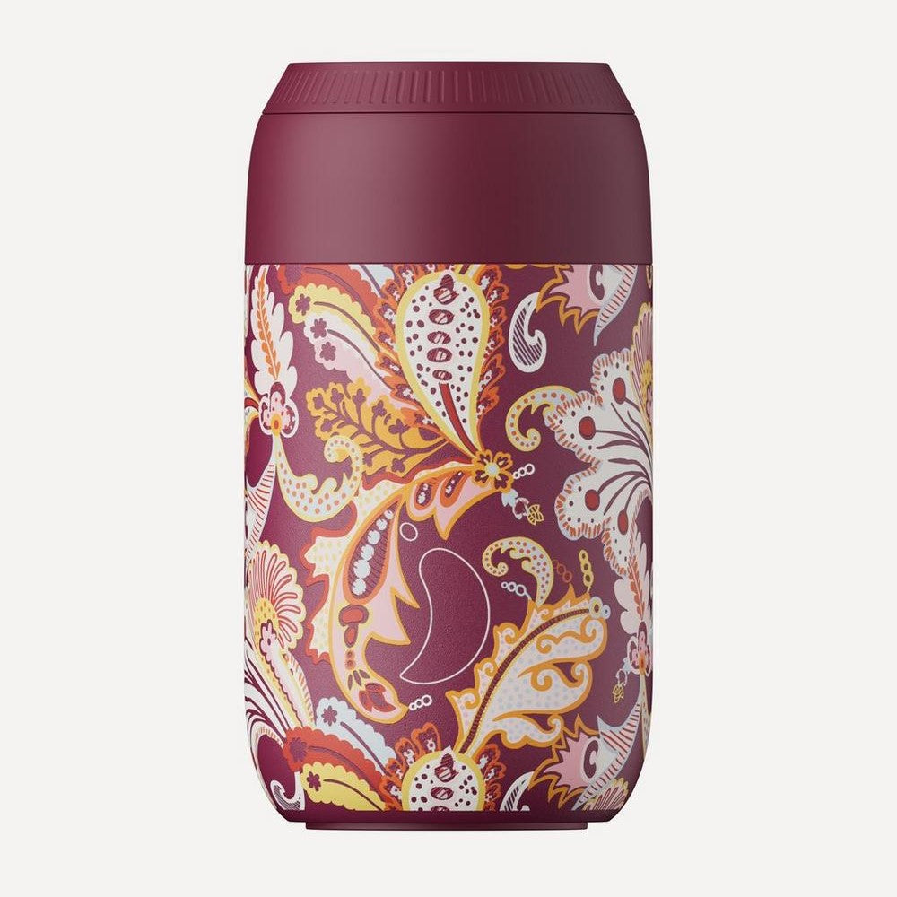 Chilly's Liberty Series 2 Insulated Coffee Cup 340ml (12oz) - Concerto Feather Design - Leakproof Travel Mug for Hot & Cold Drinks - Perfect for Office, Commuting, and Outdoor Activities