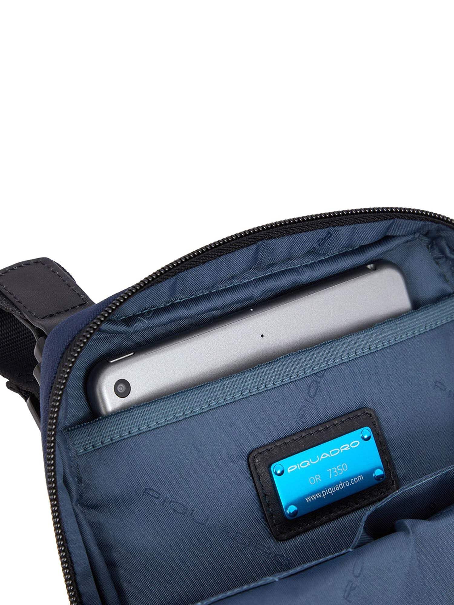 Premium PIQUADRO Small Fabric and Leather Crossbody Bag for Women - Stylish & Durable Everyday Purse for Work, Travel & Shopping