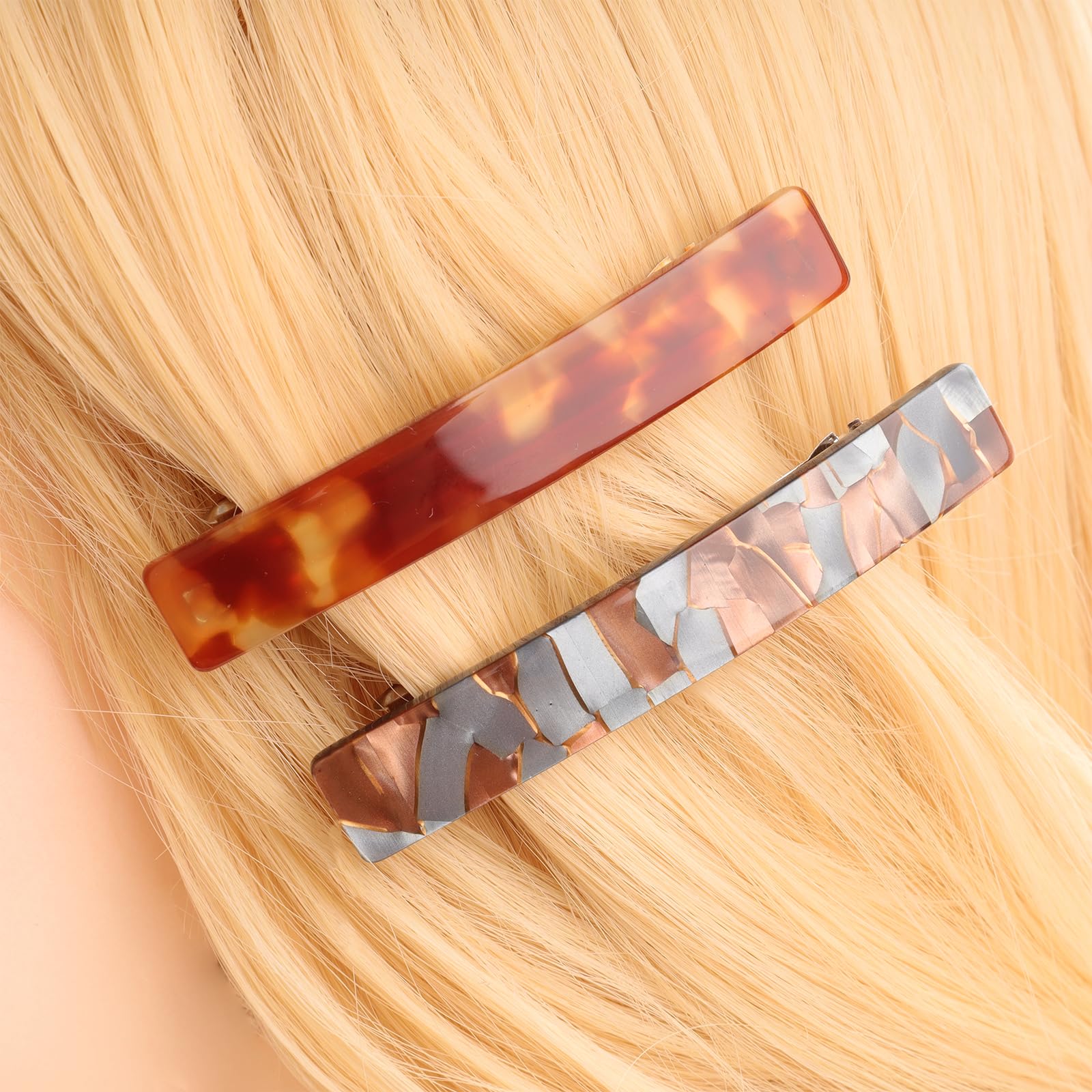 6PCS Women's Hair Barrettes & Shell Hair Clips - Hair Accessories for Thick, Thin, Long & Short Hair (Blue, Brown, Amber, Turtle Shell & Black) - Perfect for Work, Parties & Everyday Styling