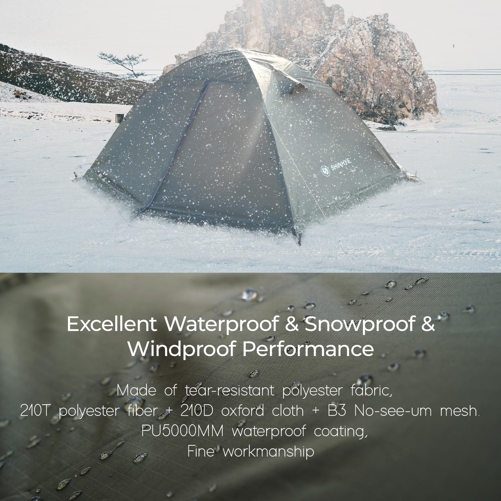 1-2 Person 4 Season Backpacking Tent - Ultralight Winter Camping Tent for Extreme Cold Weather, Waterproof Double Layer Easy Setup Tent for Hiking, Mountaineering & Family Outdoor Adventures | Perfect for Alpine Expeditions & Snow Camping