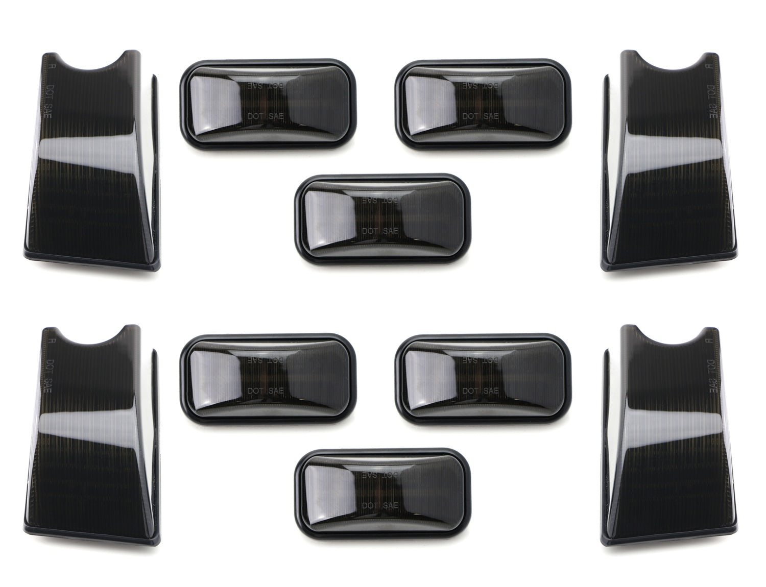 10-Piece Smoke Cab Roof Marker Light Covers Set for 2003-2009 Hummer H2 - Front & Rear Replacement Lenses - Off-Road & Night Driving Enhancement