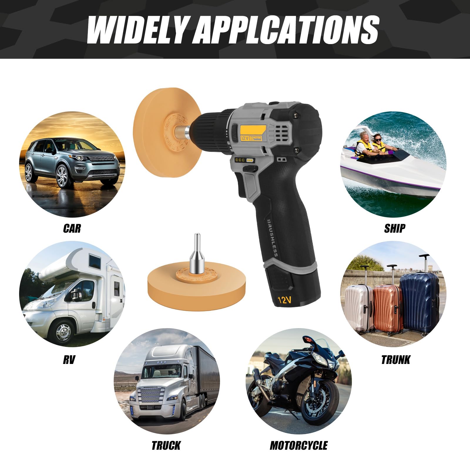 2PCS 4-Inch Rubber Decal Remover Wheel - Safe Car Sticker & Adhesive Removal Tool for Vinyl, Bumper Stickers - Smooth Eraser Wheel for Auto Detailing & DIY Projects