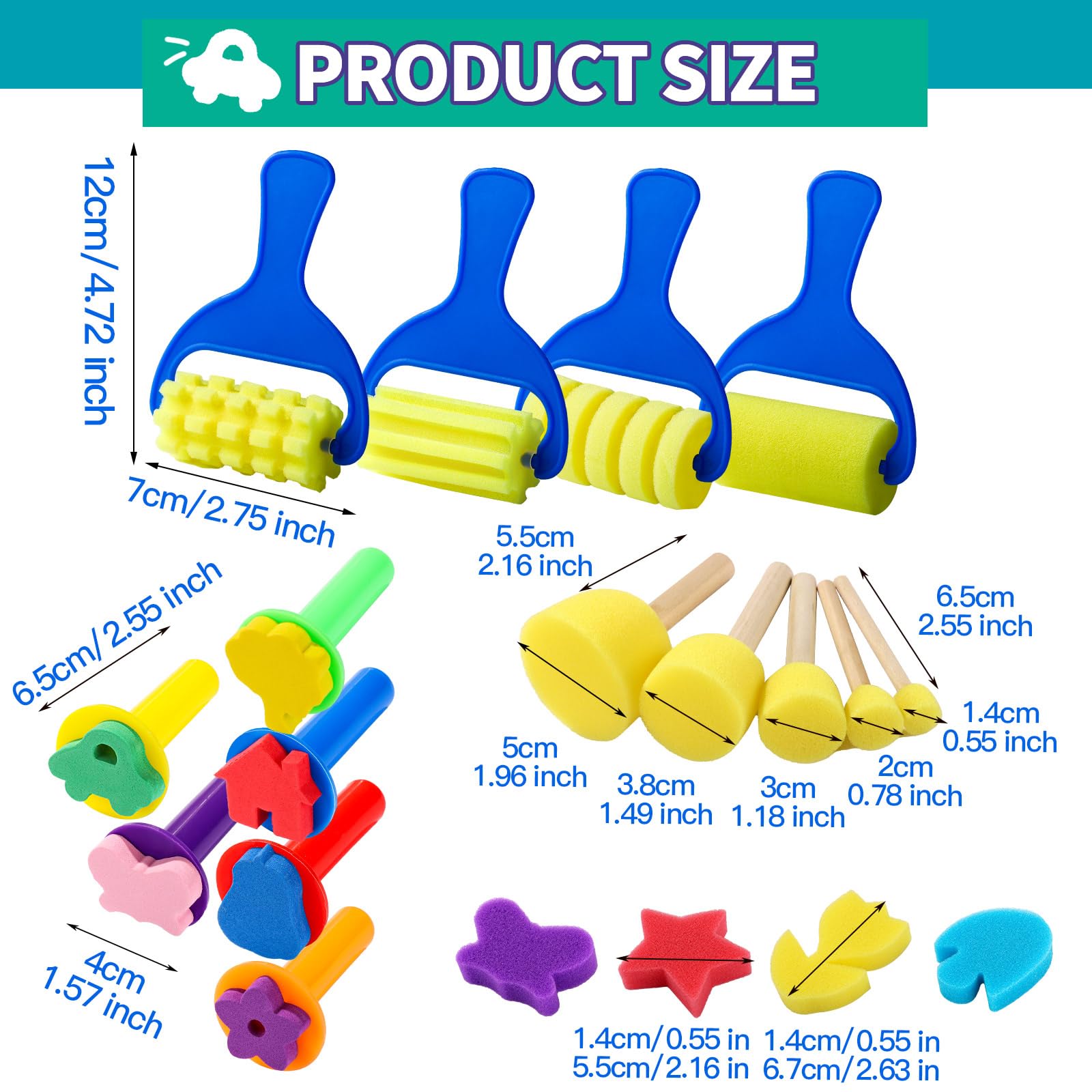 **39pcs Kids Sponge Paint Brushes & Stamps - Toddler Art Craft Drawing Tools for Early Learning | Foam Painting Sponges for DIY, Classroom & Home Activities**