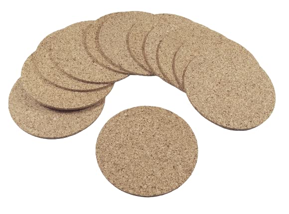 Premium Cork Coasters Set of 12 - Natural Round Drink Coasters for Kitchen, Office & Home Use - Perfect for Hot/Cold Beverages, Party Decor & Housewarming Gifts