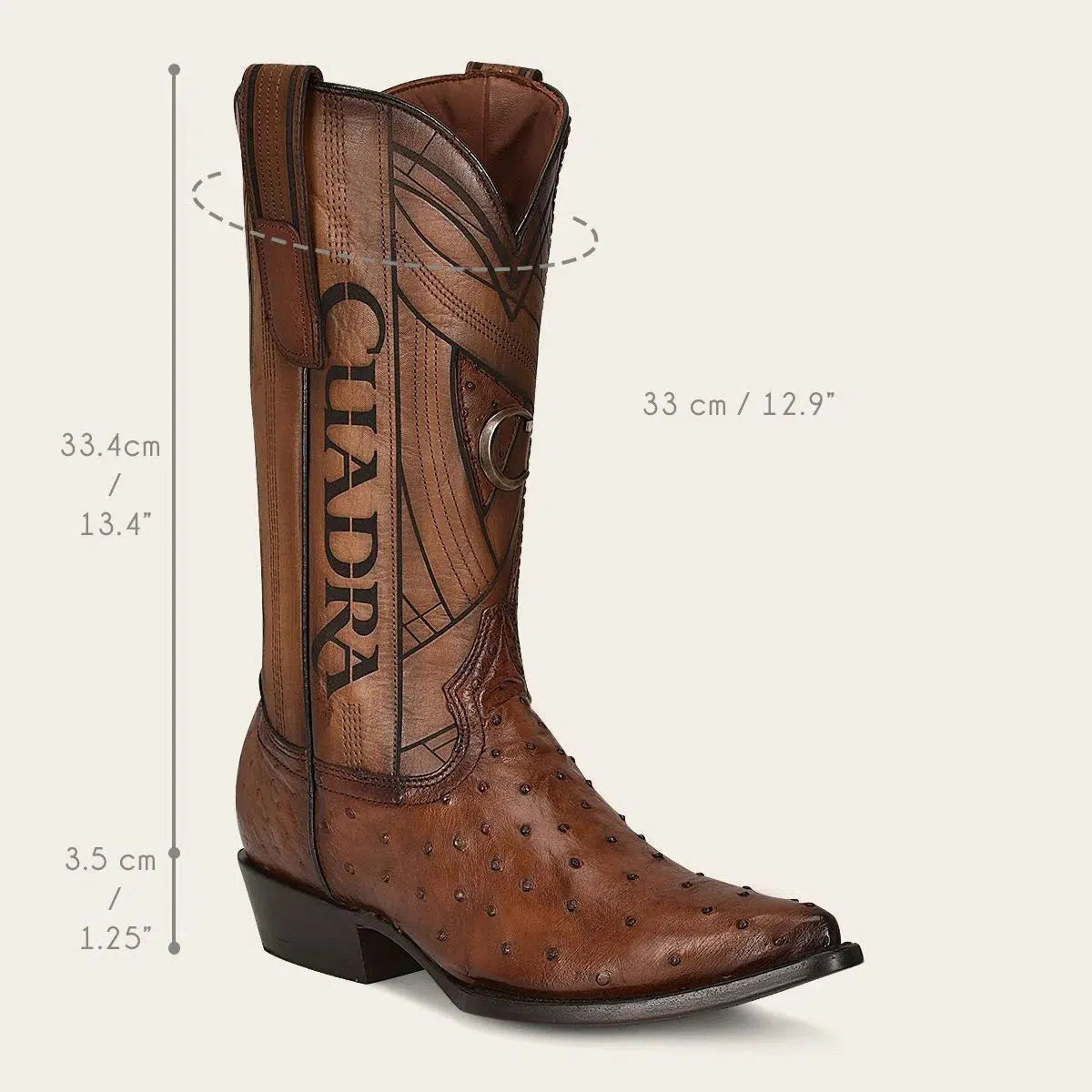 Men's Cuadra Brown Dress Cowboy Boots - Genuine Ostrich Leather Western Boots for Rodeo, Country Dancing & Casual Wear