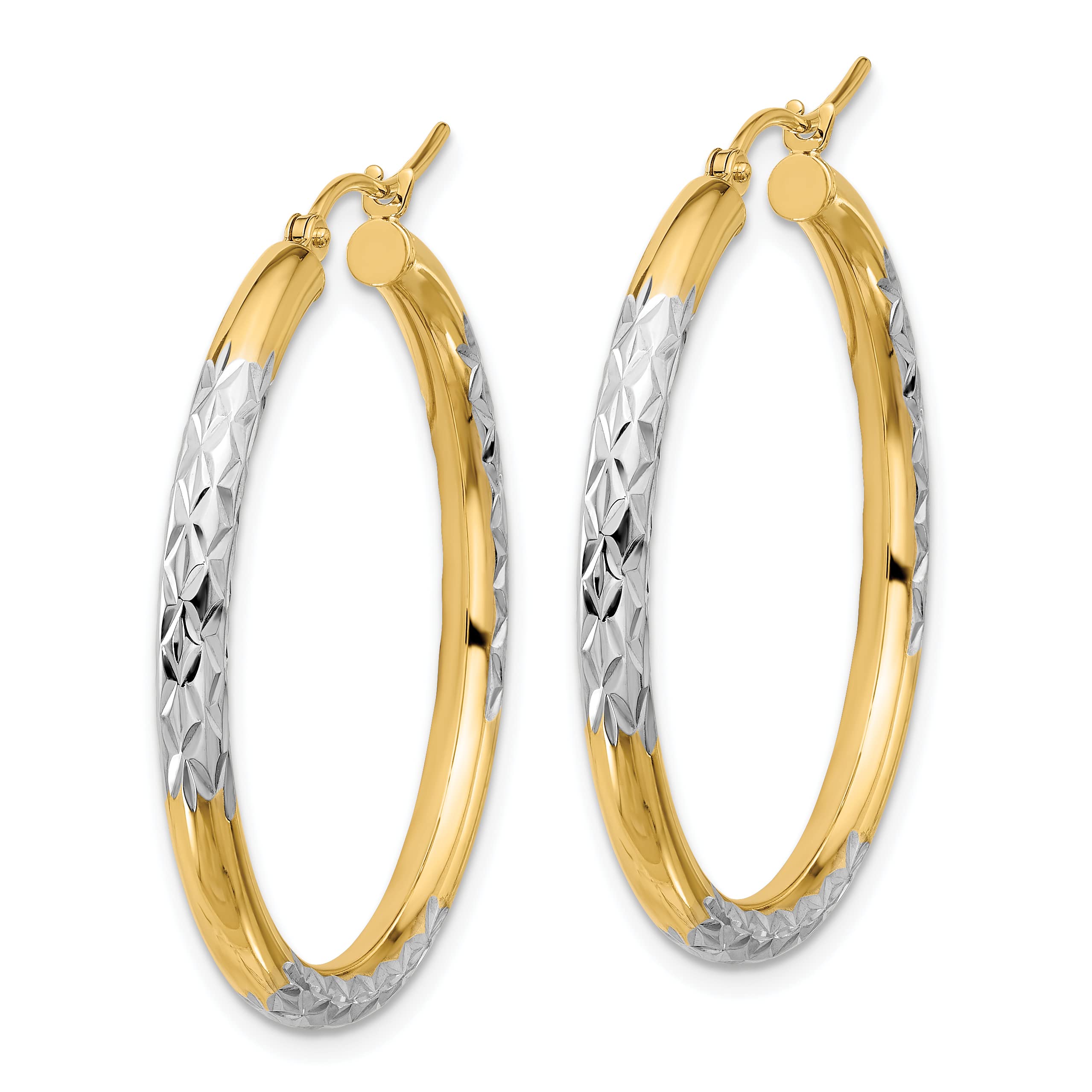 10K Solid Yellow Gold 3mm Round Large Hoop Earrings for Women - Classic Dainty Everyday Jewelry - Perfect for Work, Date Night & Special Occasions