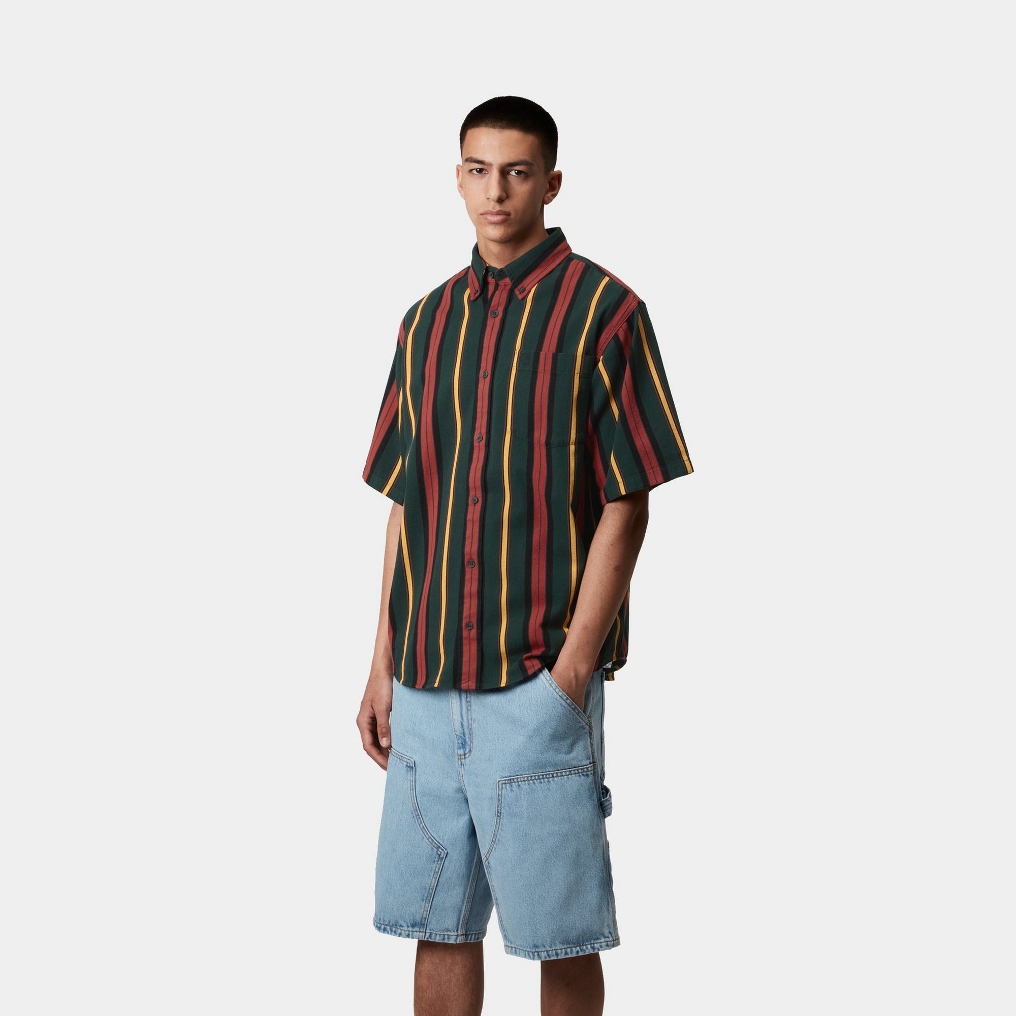 Jarrell Stripe Shirt for Men - Conifer Green & Black Plaid Button Down Casual Shirt | Perfect for Office, Date Night & Outdoor Activities