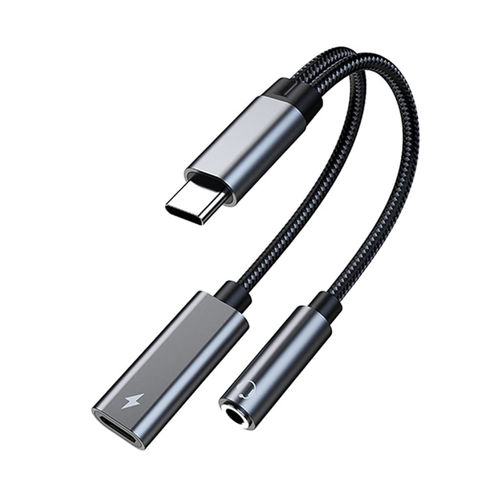 WYFDP 2-in-1 USB Type C to 3.5mm Jack Adapter with HiFi DAC - Gray | Aux Audio Splitter for Smartphones, Laptops & Tablets | Perfect for Music, Gaming & Conference Calls