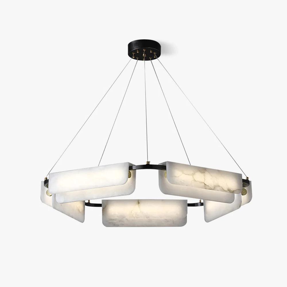 Delia Alabaster Chandelier - Elegant Crystal Ceiling Light Fixture for Dining Room, Bedroom & Living Room Decor