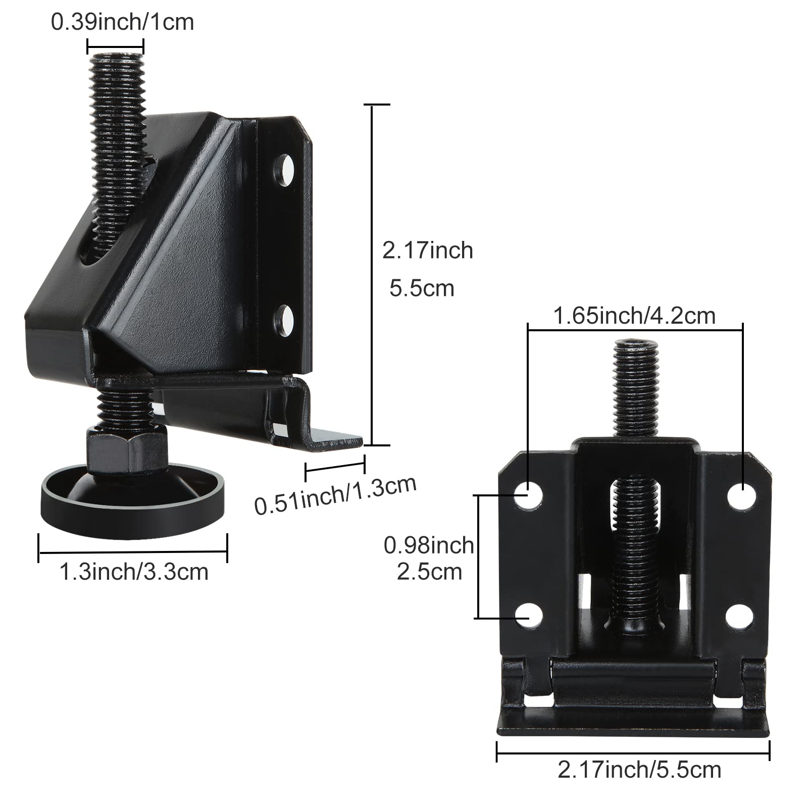 DAJAVE 4 Pack Heavy Duty Adjustable Leveling Feet with Screws, Lock Nuts & Wrench - Furniture Leg Levelers for Tables, Cabinets, Workbenches (Black) - Perfect for Uneven Floors & Home Office Setup