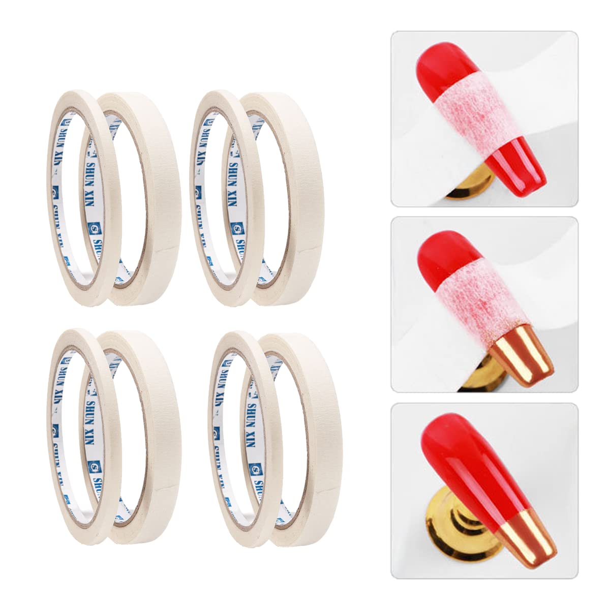 8 Roll Nail Art Adhesive Tape Set - 0.5cm & 1.2cm Width for Creative DIY Nail Designs - White Nail Art Stripe Tape & Masking Tape for Nail Decorations - Perfect for Salon, Home Manicure & Nail Art Enthusiasts