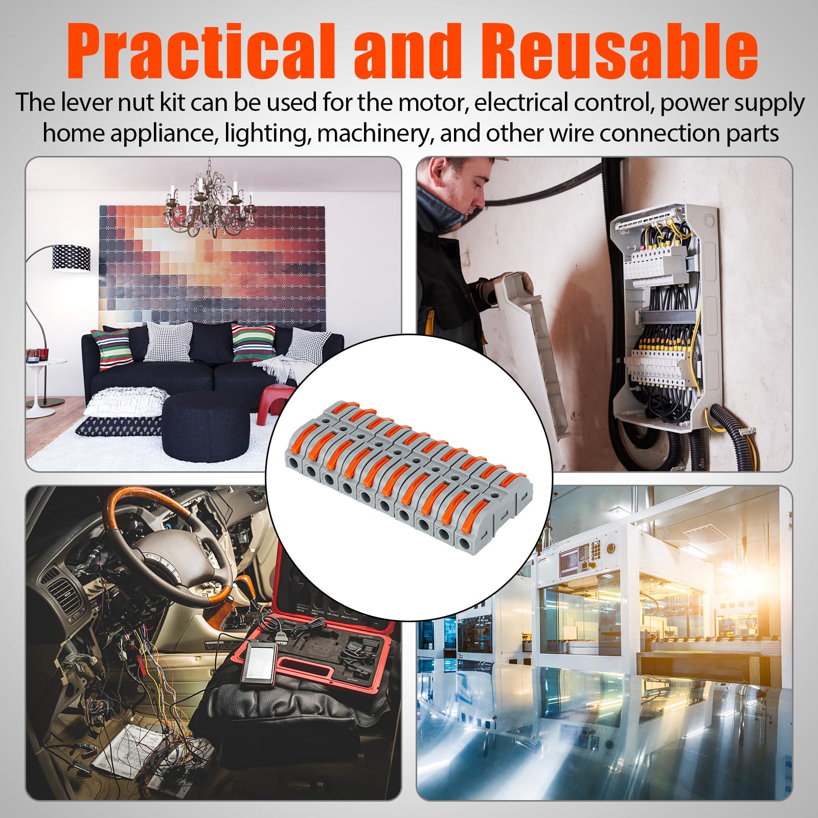 Linkstyle Lever Wire Connectors Kit - 50 Pcs Electrical Wire Nuts, Compact Push-in Splicing Connectors (2/3/4/6 Port) for Home Wiring, DIY Electrical Projects & Appliance Repairs