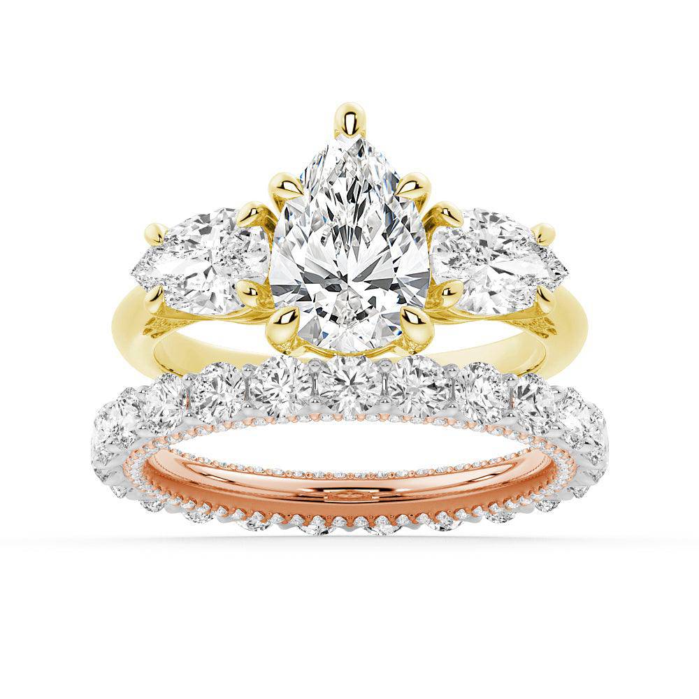 Exquisite Pear Shaped Three Stone Moissanite Engagement Ring for Women - Perfect for Proposals, Weddings & Anniversary Gifts