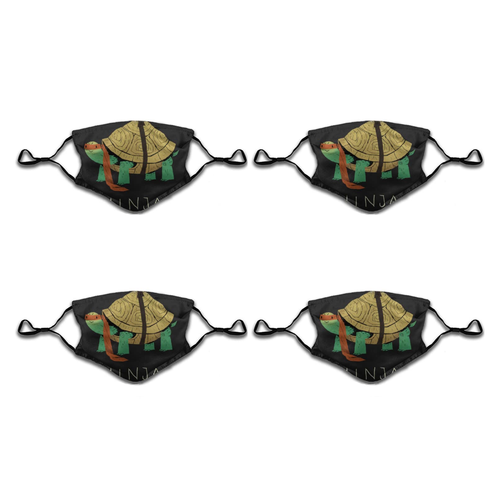Turtle Ninja Face Mask 4-Pack with Filters - Reusable Bandana for Adults & Kids - Outdoor & Travel Protection